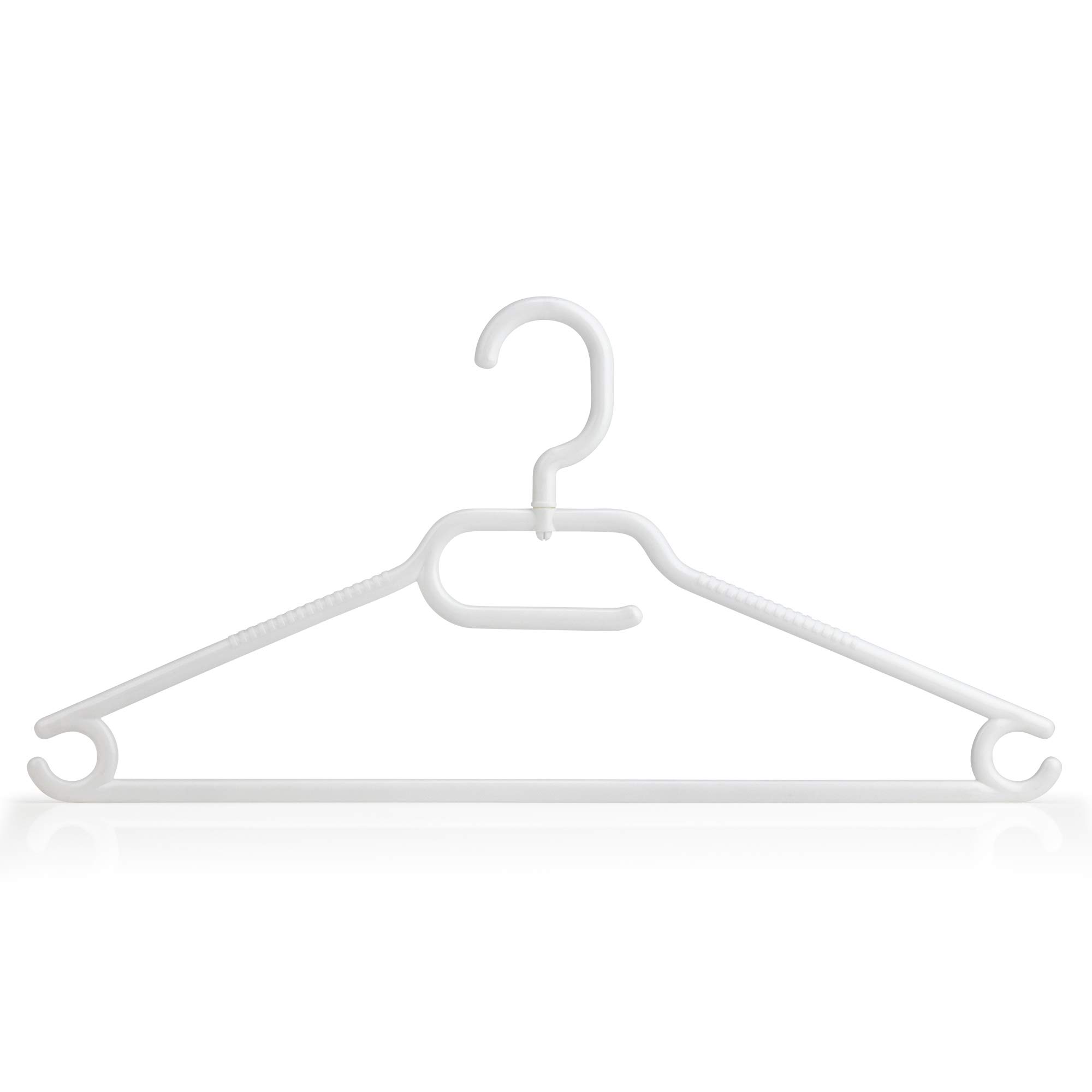 HANGERWORLD 20 weiße 40 cm große Allzweck-Kleiderbügel aus Kunststoff, rutschfeste Hosenstange.