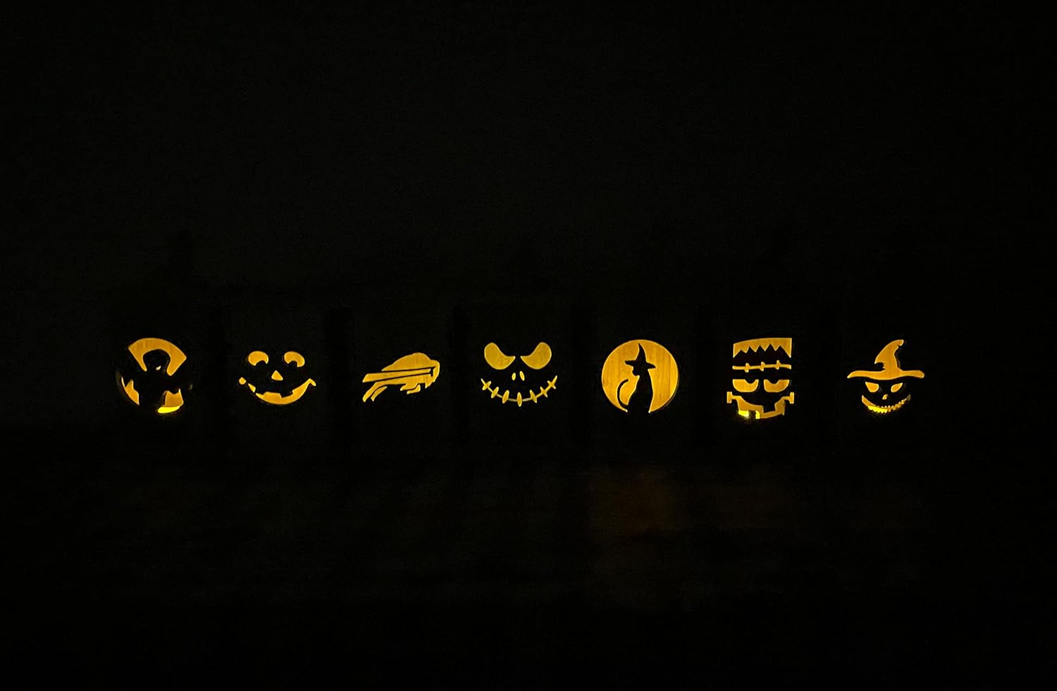 Handcrafted Rustic Cedar Wood Halloween Jack O’Lanterns - Many Designs Available (Scene 1)