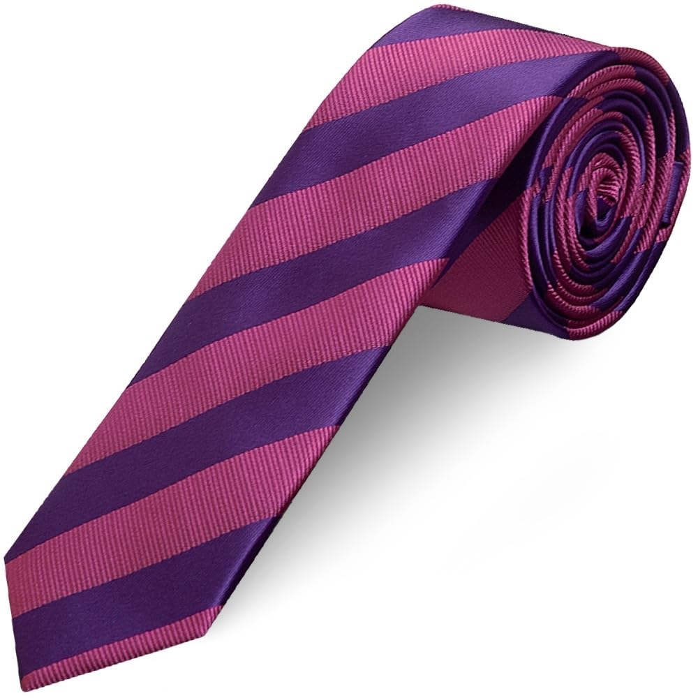 TIES R US Purple and Pink Striped Skinny Men's Tie