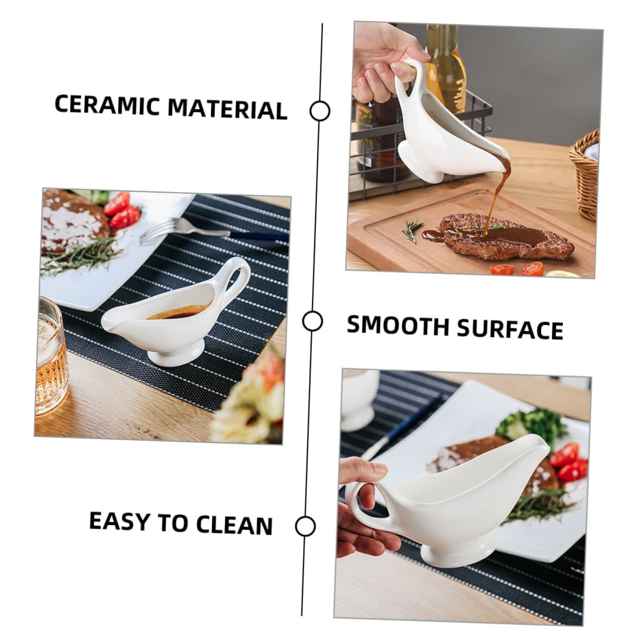 Garneck Ceramic Sauce Boat Gravy Boat White Coffee Creamer Pitcher Sauce Pitcher Small Pitcher Gravy Pourer Gravy Boat with Handle Gravy Pitcher Gravy Sauce Boat Gravy Bowl Syrup Ceramics