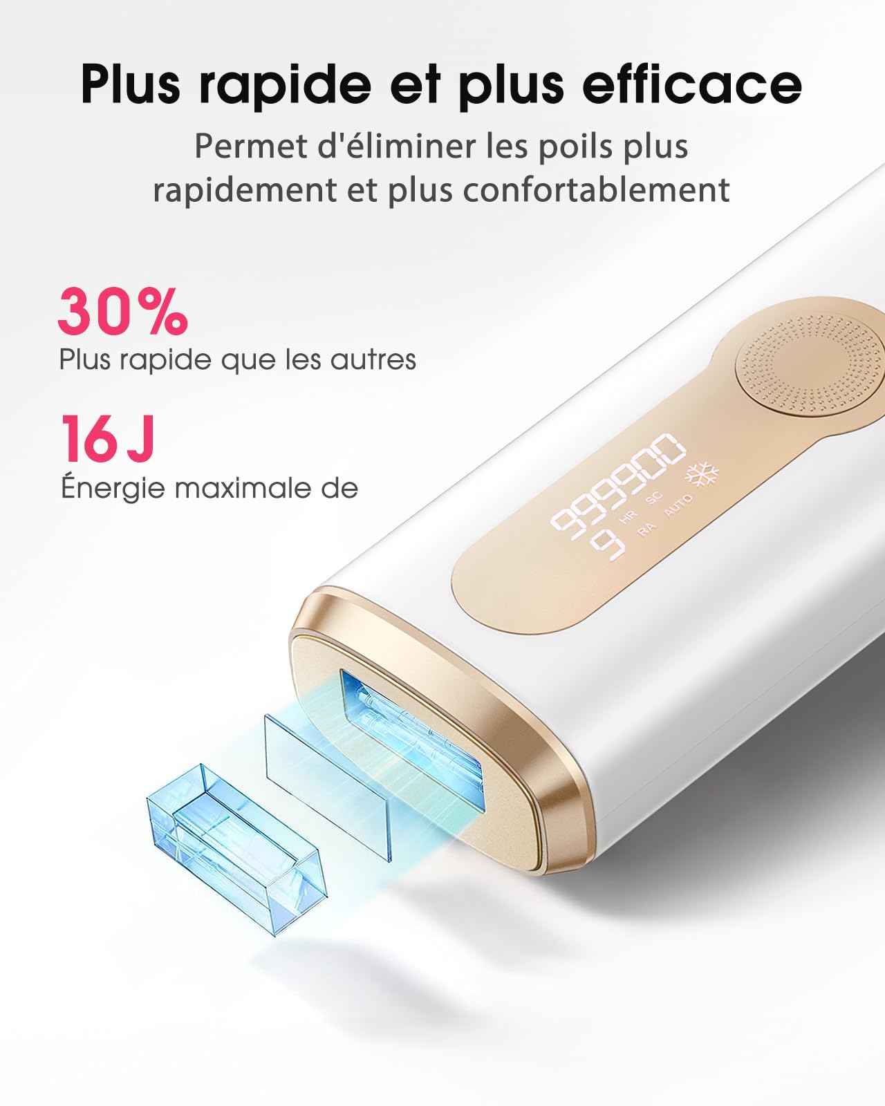 Haarlosy Épilateur Lumière Pulsée avec Refroidissement, IPL Épilateur Laser Indolore 3 en 1 [HR/SC/RA] pour Aisselles/Maillot/Corps, 2 Mode 9 Niveaux Lumière Pulsée Laser Épilation Définitif LCN1201