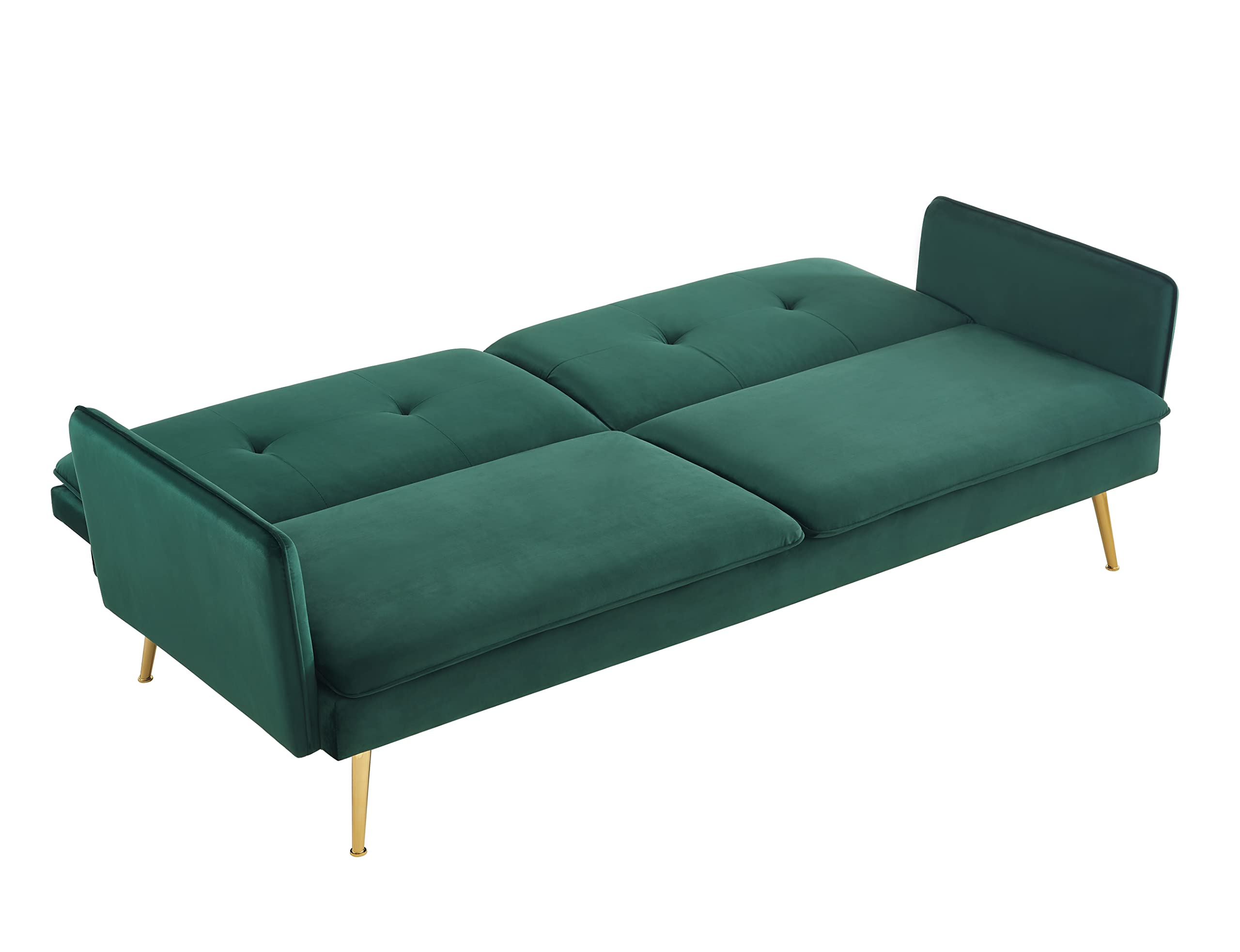 BAÏTA Adam - Divano dritto convertibile a 3 posti, in velluto, verde, 203,5 x 87,5 x 82 cm
