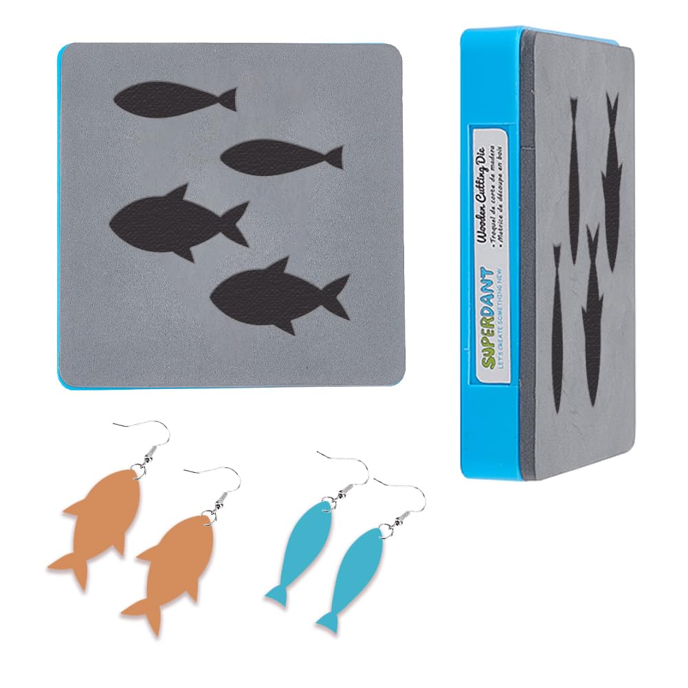 SUPERDANT Fish Pendant Leather Die Earrings Wooden Die Cutter Leathers Cutting Dies DIY Art Crafts Leathers Dies Cutter for Men Women Leather Making