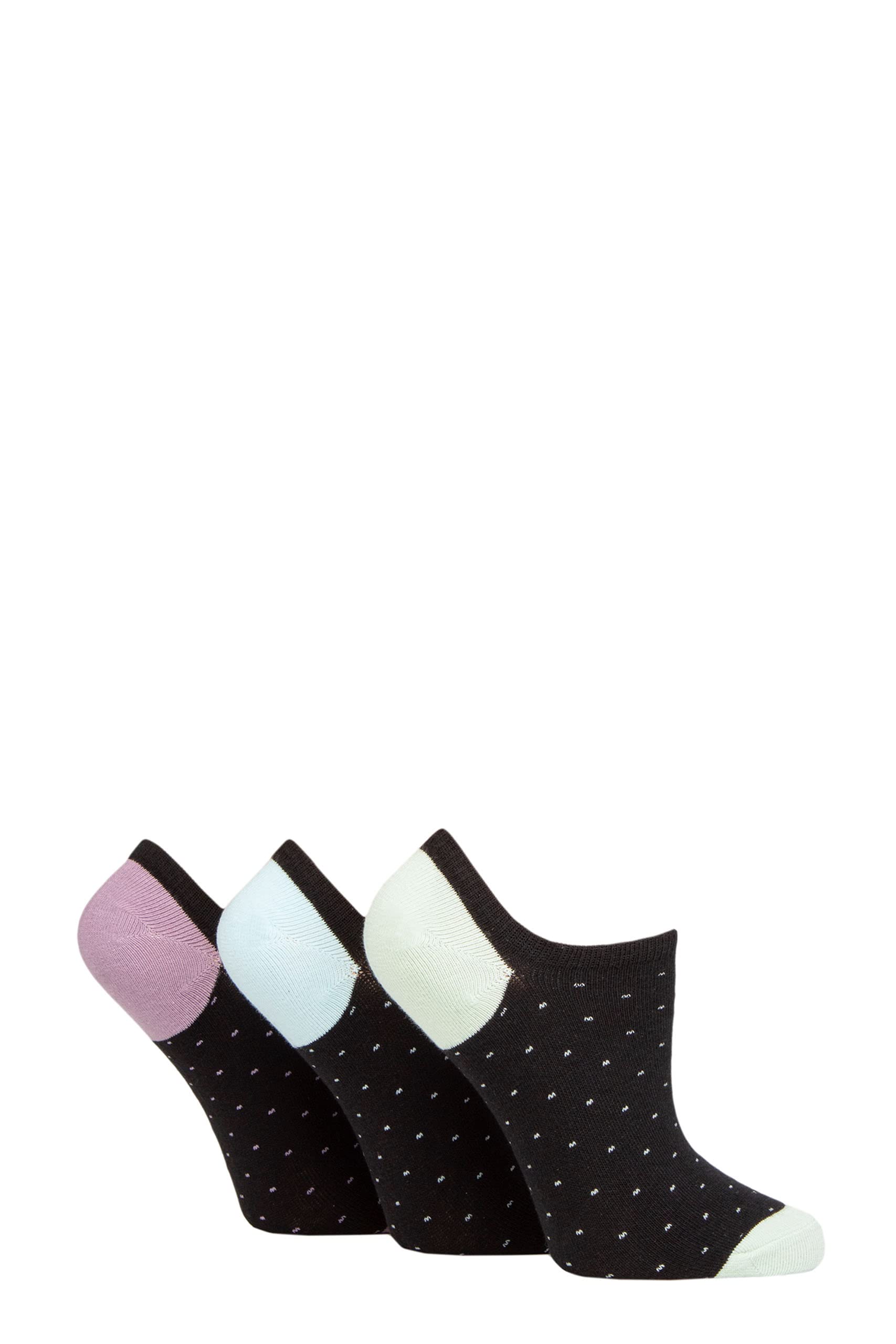 Pringle Of Scotland Women's Black Spots Pringle Plain Cotton Secret Socks Pack Of 3 4-8