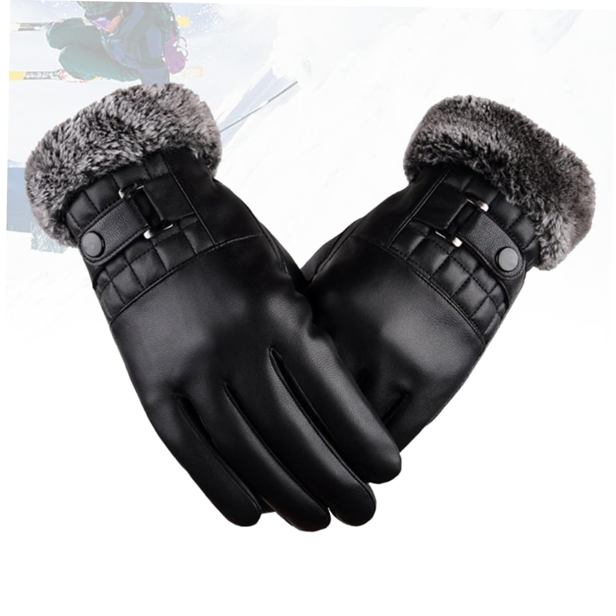 TOGEVAL Touch Screen Safe Driving Gloves Men's Insulated Windproof Gloves Fashionable Snap Design Comfortable for Wear