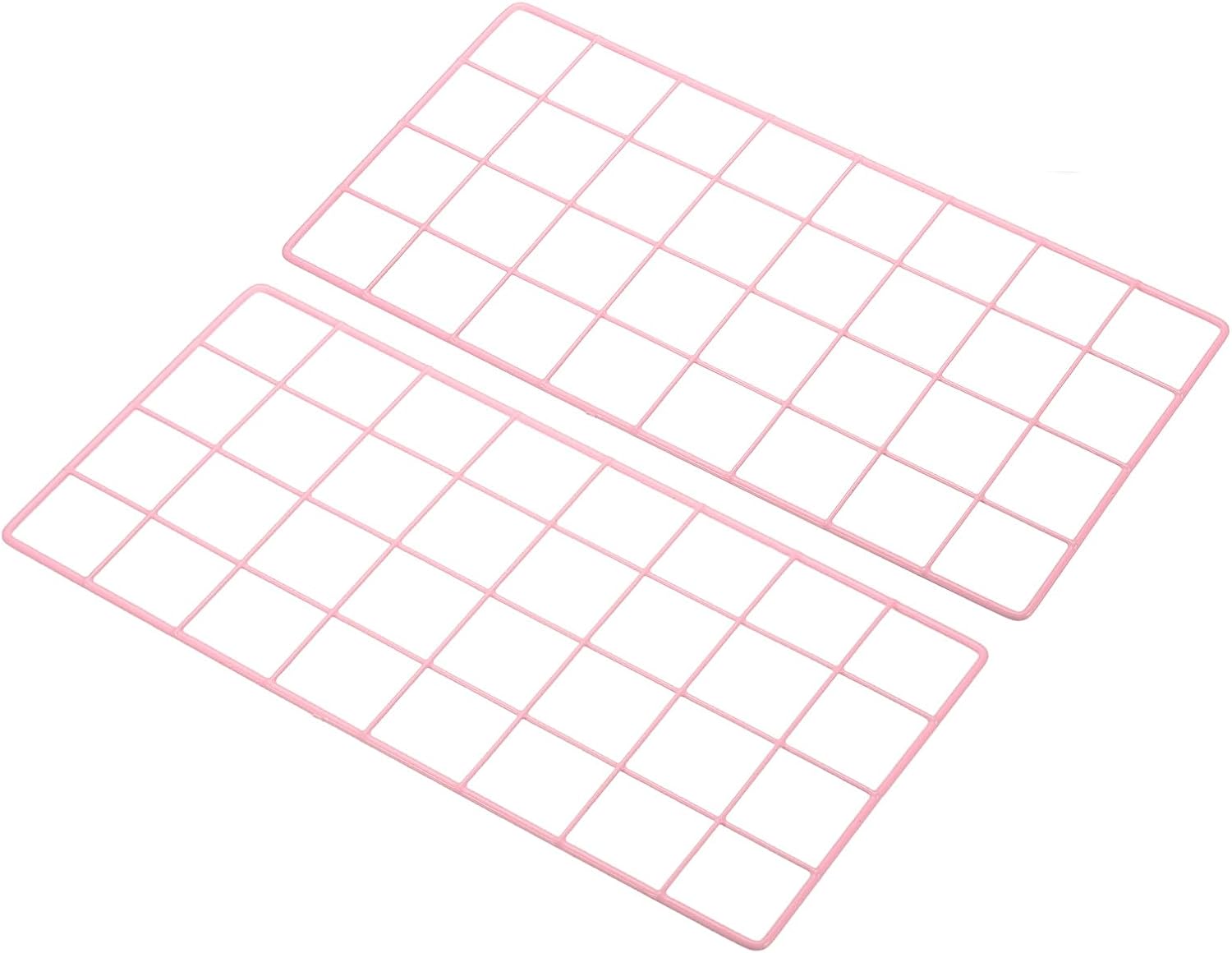PATIKIL 16"x8" Wire Grid Panel, 2 Pack Board Photo Pictures Memo Display Grid Panels Hanging Organizer Wall Decorative Panel for Home Office Wedding, Pink