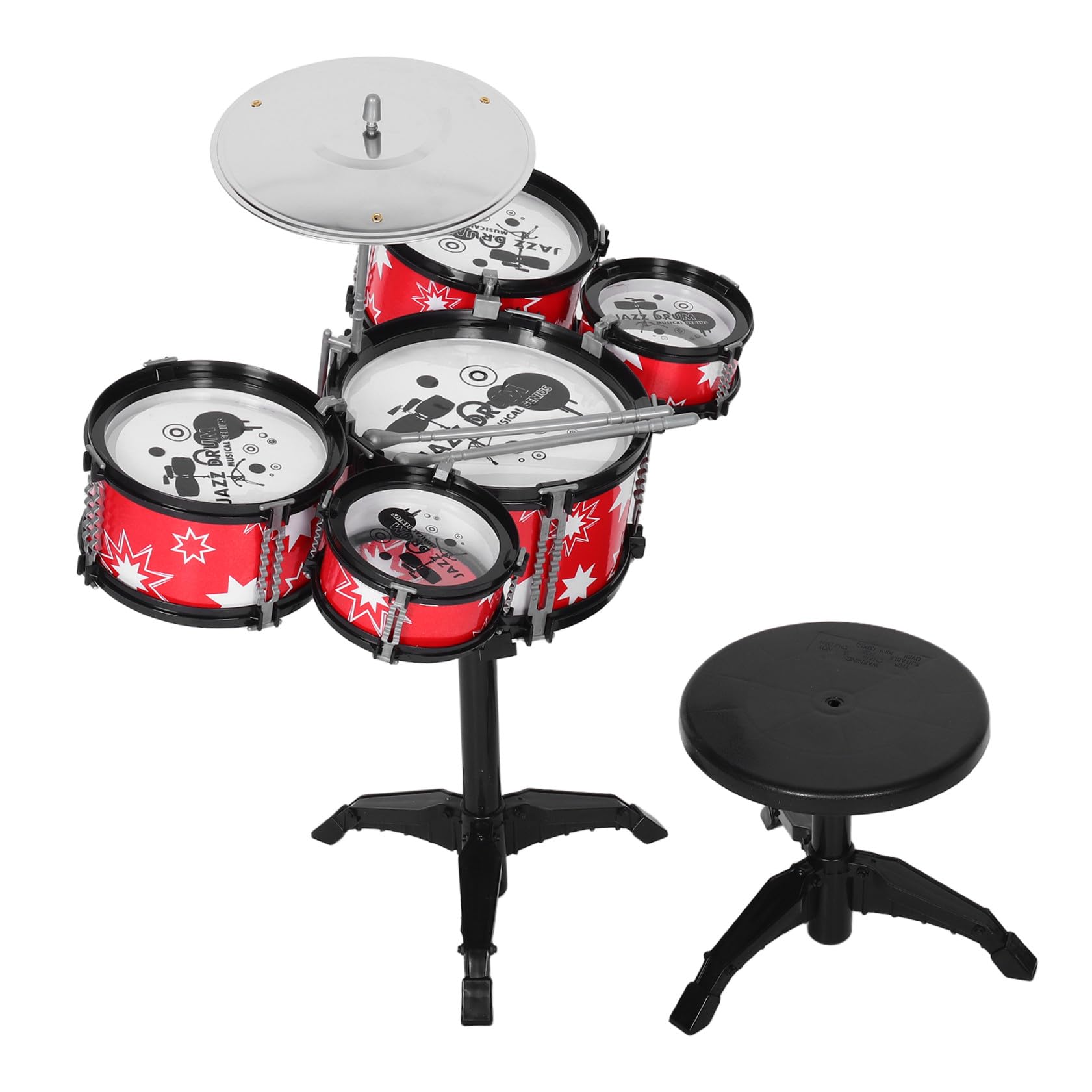 ORFOFE Set di Batterie Musicali per Bambini in Plastica Rossa, Giocattolo Multifunzionale per Bambini e Neonati, Strumento Musicale per Sviluppo Precoce e Interazione Genitore-figlio