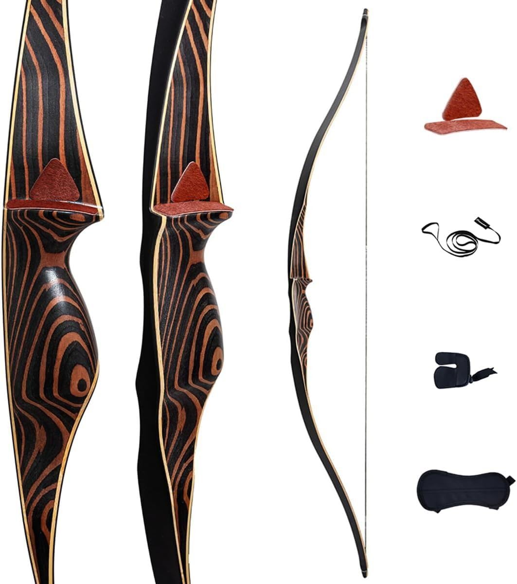 Deerseeker Outdoor Archery 54" Traditional Bow Hunting Longbow with Bamboo Core Limbs Handmade Recurve Bow RH/LH for Targeting Practice Shooting Youth & Adults Bow Set