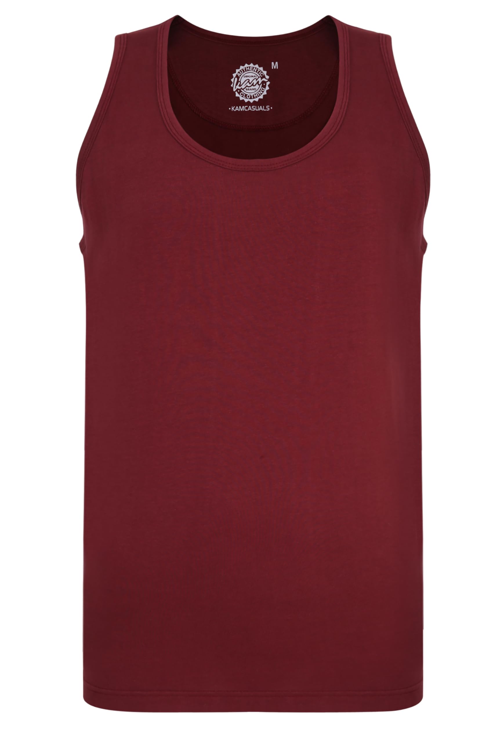 Kam Adults Mens Kingsize Big Size Plain Vest Tank Top Sleeveless Round Neck Burgundy 4XL (500F)
