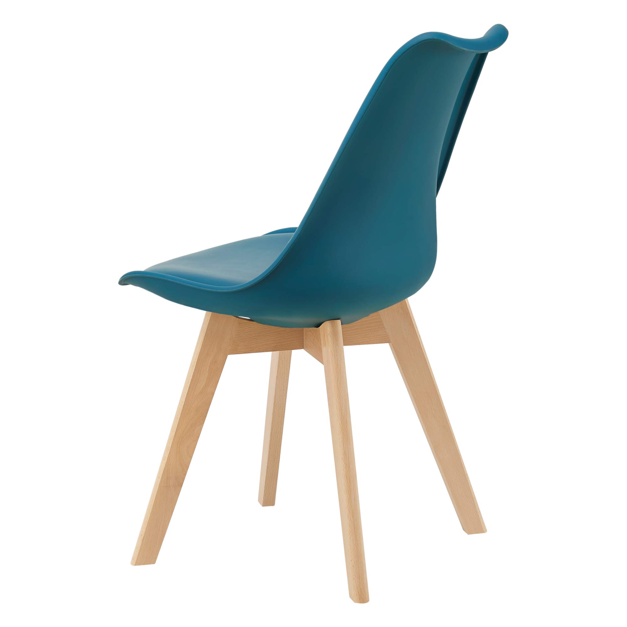 [en.casa] Set 2 Sedie con Gambe in Legno di Faggio e Scocca Rivestita in Similpelle Seduta Imbottita Design Ergonomico per Sala Pranzo Cucina Ufficio - Turchese