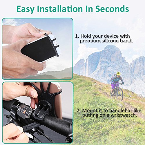 Bovon Bike Phone Mount, 360¡ã Rotation Silicone Bicycle Phone Holder, Universal Motorcycle Handlebar Mount Compatible with iPhone 12 Pro/12 mini/Se/11 Pro Max/XR/XS Max/8, Galaxy S20, 4.0"-6.7" Phones