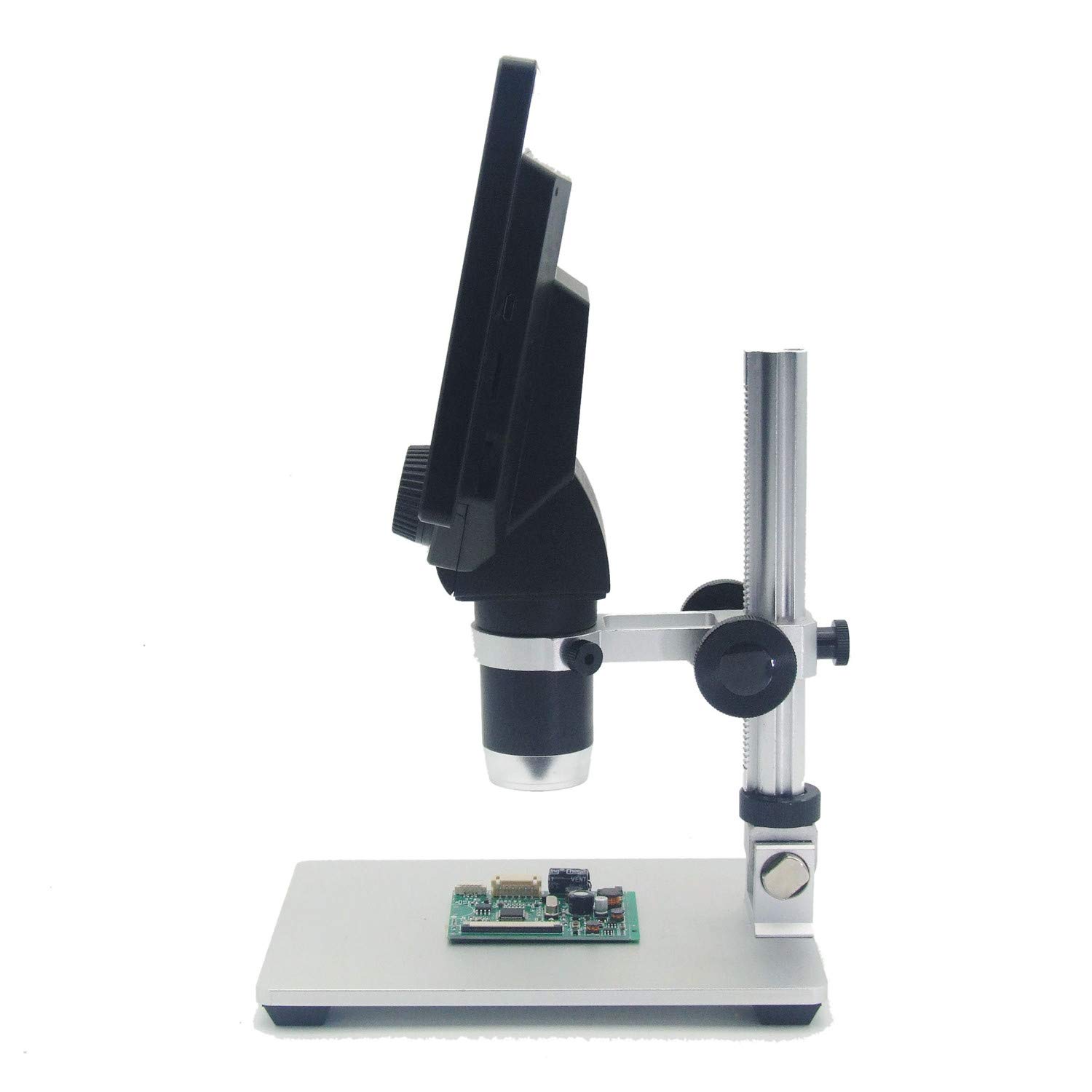 EMEBAY Microscopio Digitale HD LCD da 7 Pollici Batteria Ricaricabile | Microscopio Video Elettronico, 12 MP, Microscopio Portatile con Supporto in Metallo