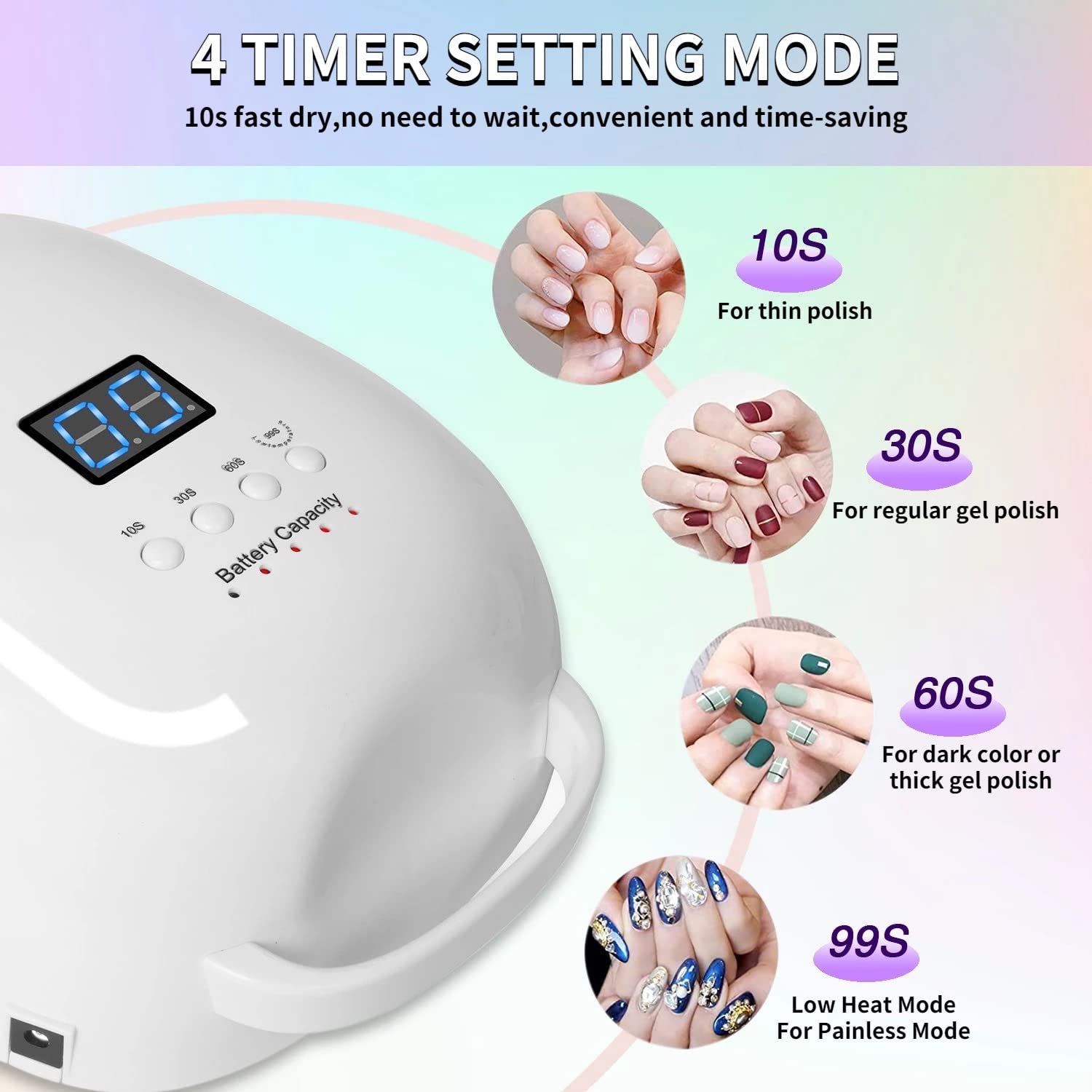 AAPIE Asciugacapelli Portatile Luce Rossa Gel Cure Light Lampade per Manicure Cordless Lampada a LED UV per Unghie Lampada per Unghie Ricaricabile 86w Strumenti per Nail Art