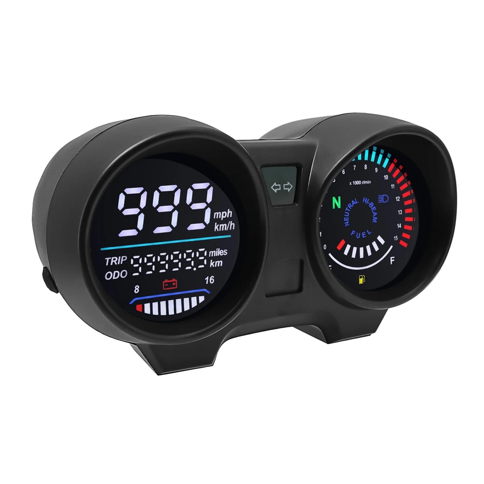 Moto tacómetro Digital Medidor Tablero Digital para Motocicleta, Medidor De 15000 RPM, Velocímetro, Odómetro, Kilometraje, Millas para Hora (KM/H), Nivel Combustible, Accesorios para Ventilador CG150
