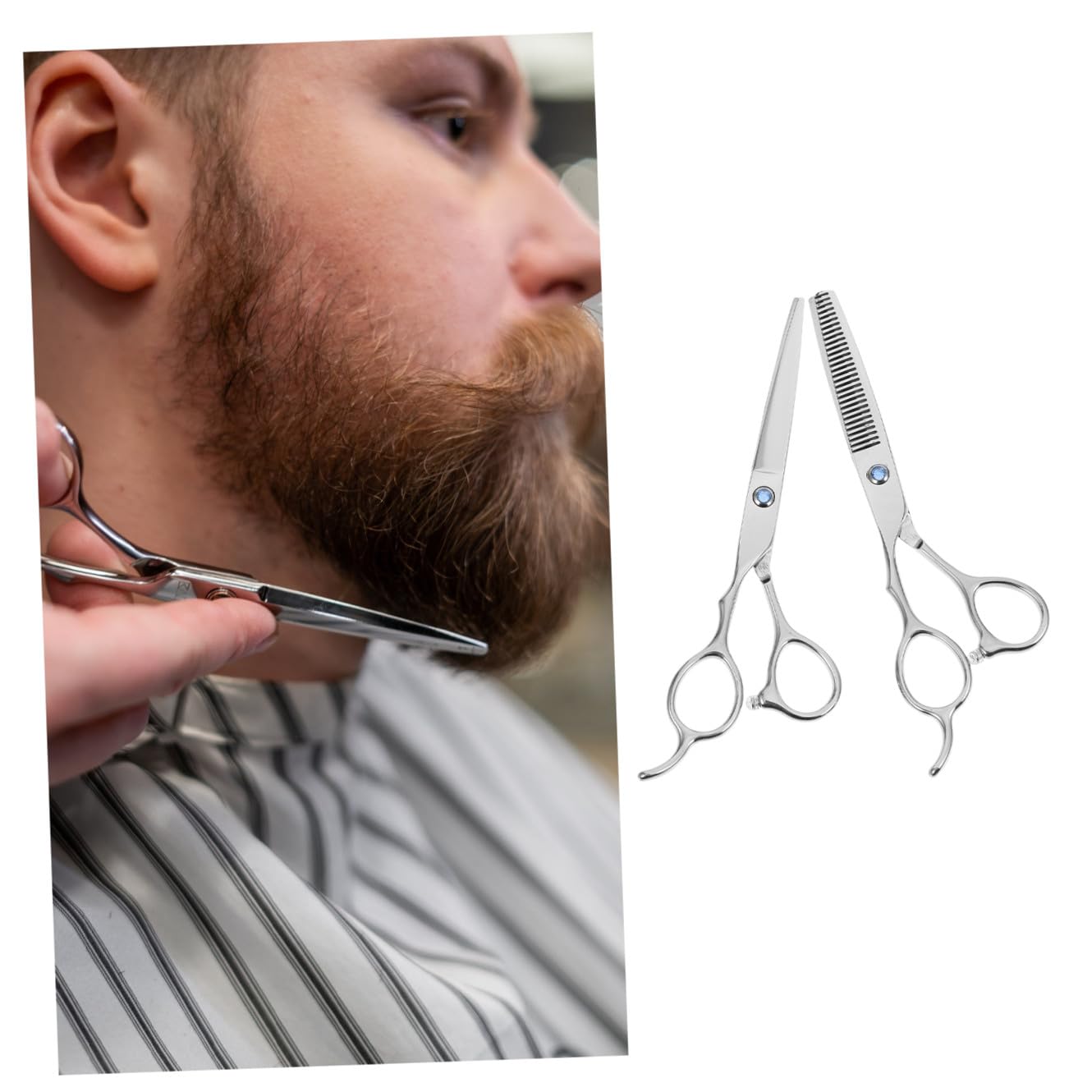 Ciseaux de Coiffure Gaucher Coupe Précise sans Accrocs 2 Pièces en Acier Inoxydable Ergonomiques Argenté pour Usage Professionnel et Amateur