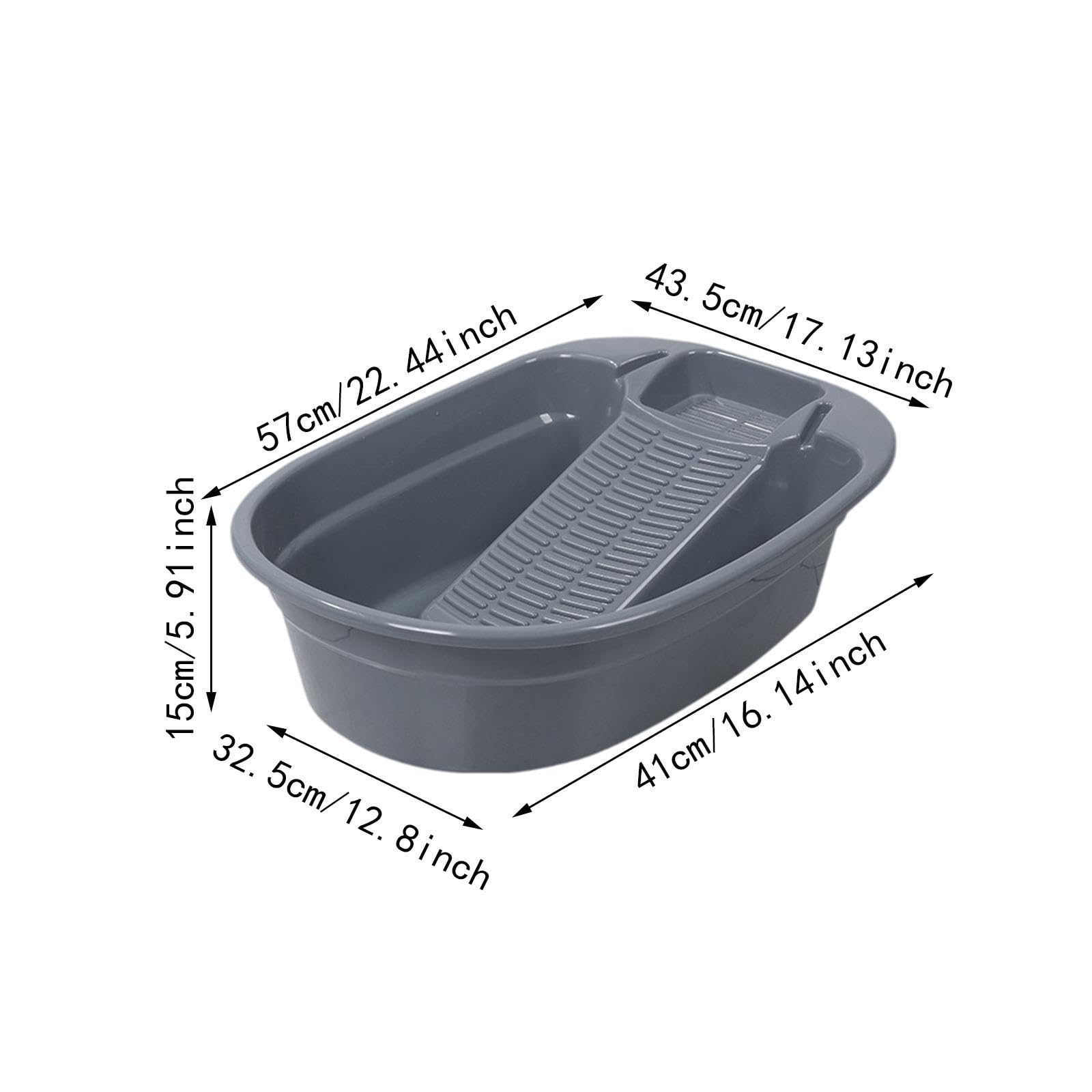 Waschbrettbecken Waschschüssel mit Eingebautem Waschbrett Wäschekübel aus Hochwertigem Leicht zu Tragen für Reisen Picknick Haushalt, tiefgrau