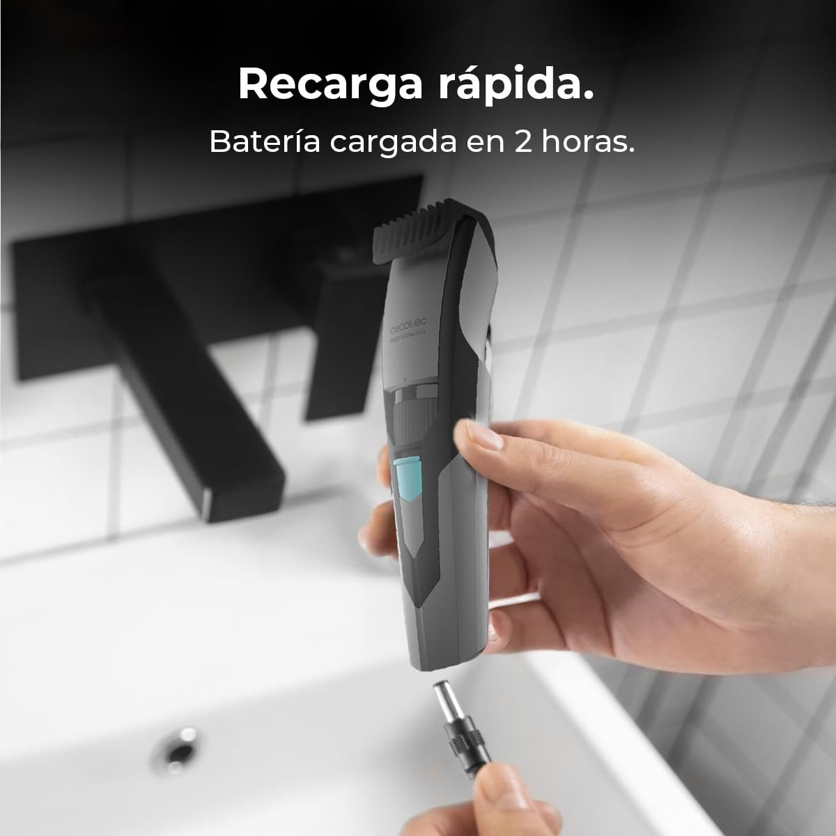 Cecotec PrecisionCare Barber Bezprzewodowa maszynka do strzyżenia brody. Akumulator fryzjerski z ostrzami ze stali nierdzewnej, grzebień 1 do 10 mm i inny 11-20 mm, autonomia 1 godzina użytkowania