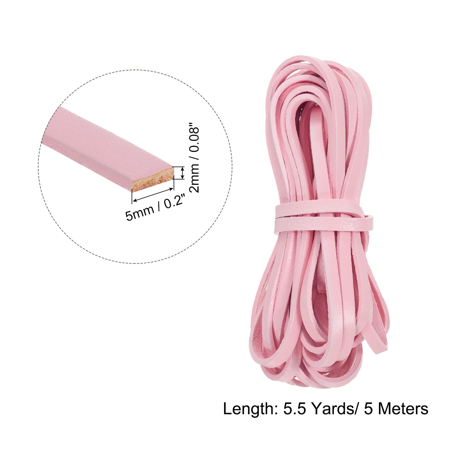 QUARKZMAN Lederband 5m Fuchsia - 4mm PU Lederschnur Für DIY Basteln