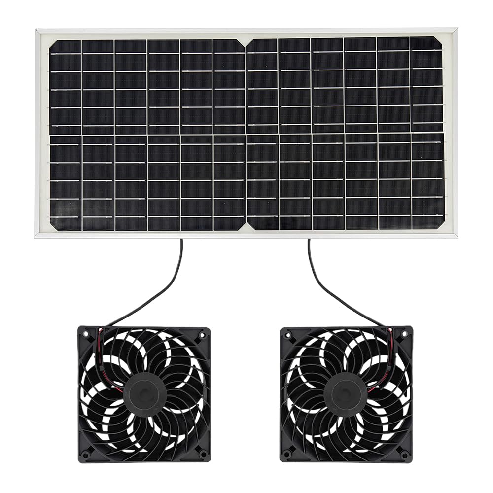 ADDLIVE Ventilateur Solaire 16V 16W Double Portable avec Batterie