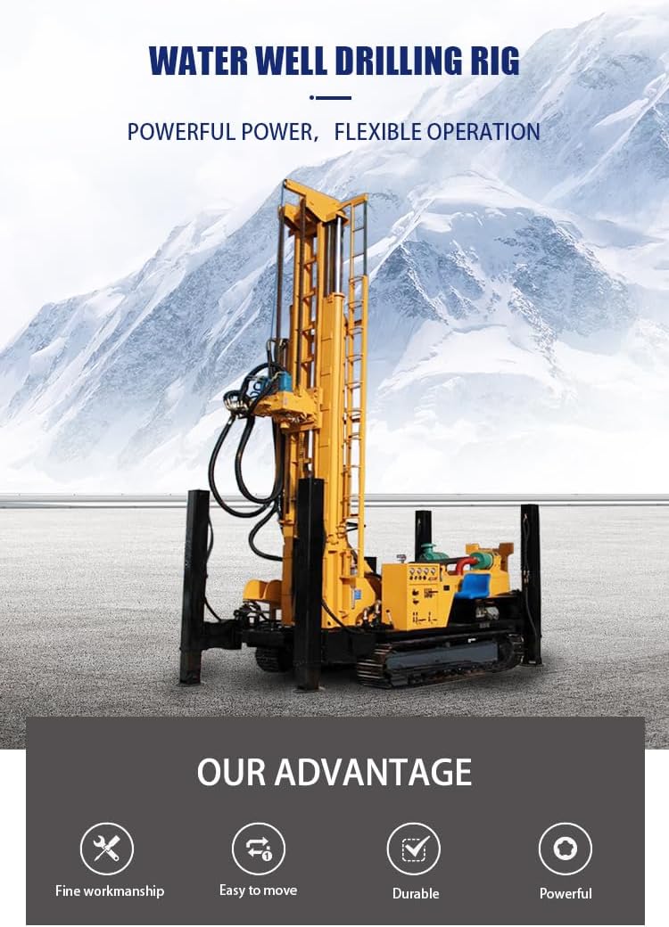 Professional Borehole Drill Rig for Agriculture Irrigation and Domestic Water Wells, Fast Penetration System with Strong Torque Gearbox