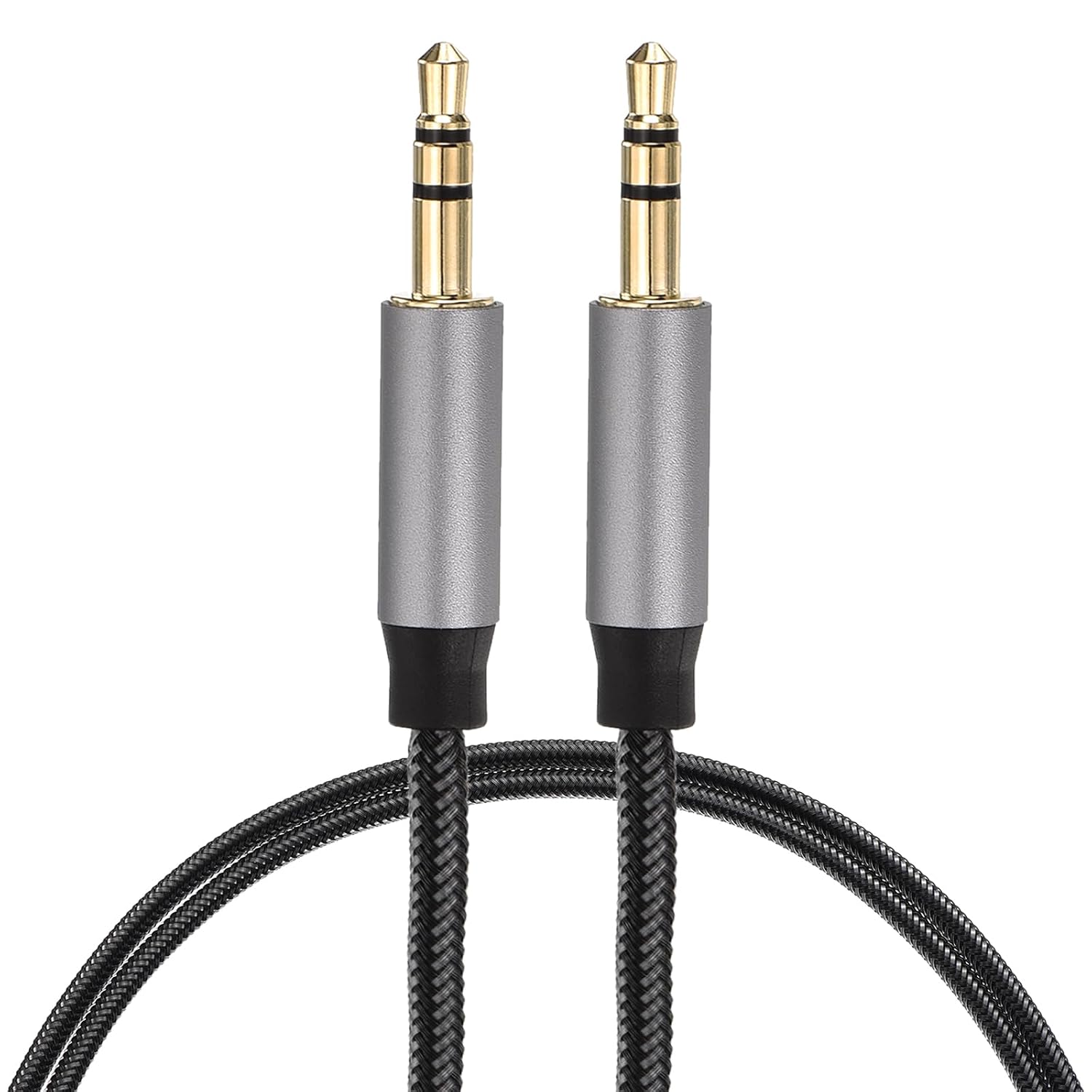 MECCANIXITY AUX Cable, 3.5mm Nylon Braided Audio Cable, 1.6 ft Male to Male Auxiliary Audio Cord Black for Headphones, Speakers, Car Stereos, Computers