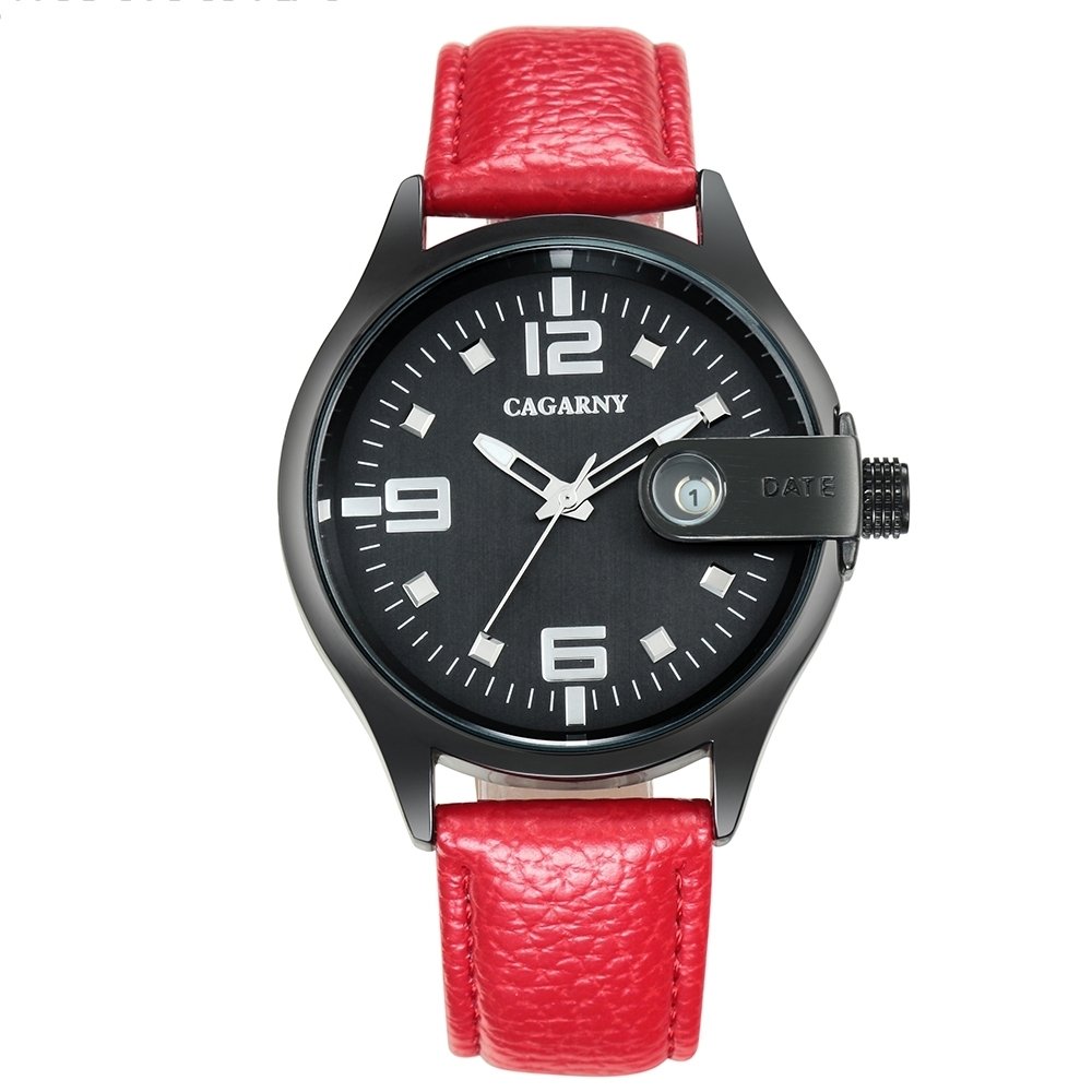 Montre quartz homme LULI étanche à cadran unique, le cadeau idéal en cuir rouge