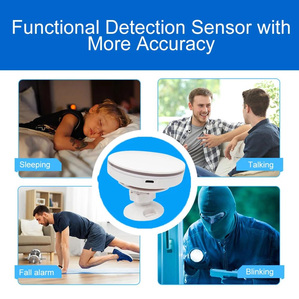 Tuya WiFi Sensor de Presencia 24G 5V MMwave Radar con Sirena Alarma DeteccióN de Movimiento Vida Inteligente DomóTica DIY