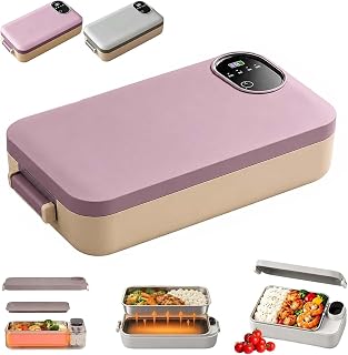 Portable Electric Lunch Box with Self-Heating, 900ml Cordless Food Warmer (Pink)
