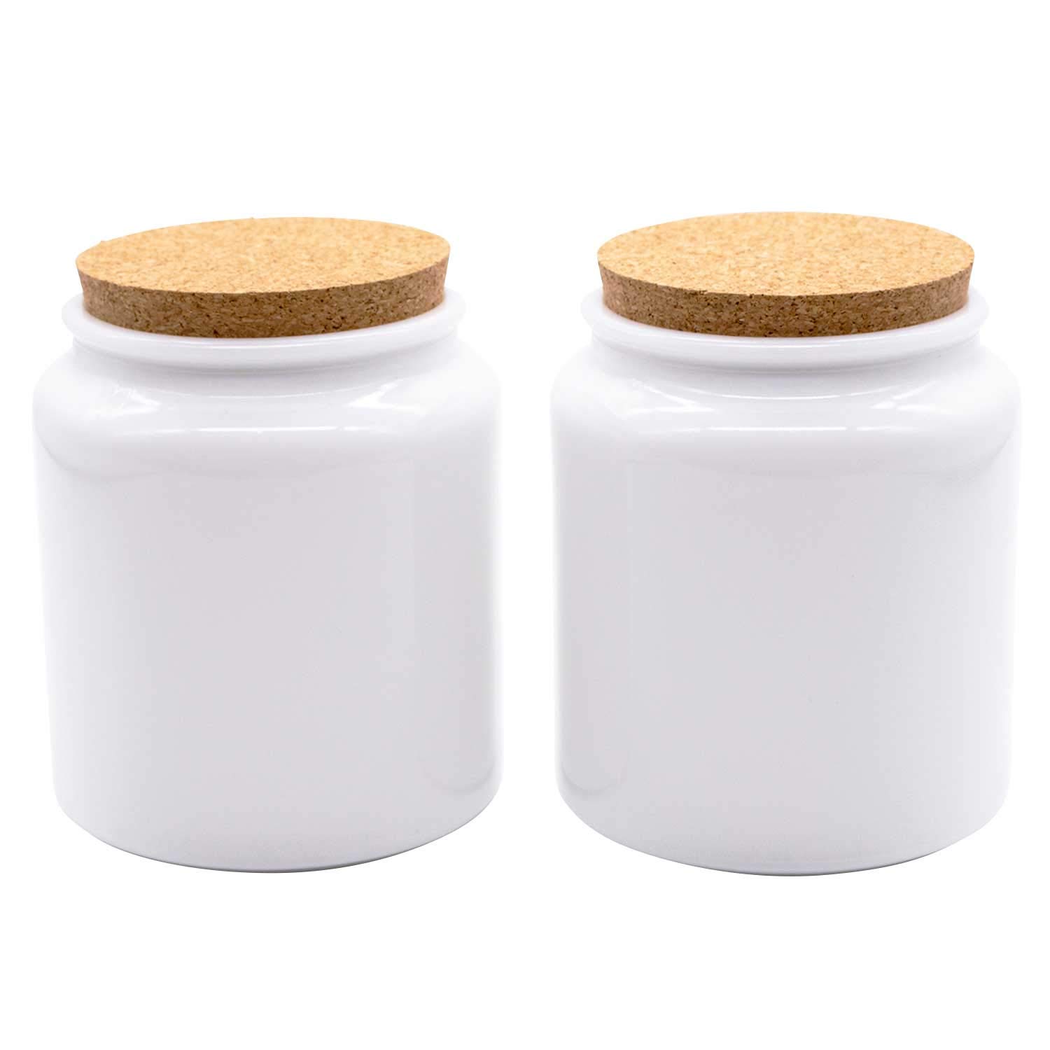 Otsuka Glass KPOT400-AITO-2P Kitchen Interior Cork Pot, Storage Bottle (Bin), 13.5 fl oz (400 ml), Set of 2, White, Made in Japan