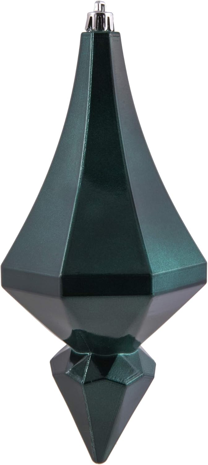Vickerman 8" Candy Finish Diamond Finial Ornament, Shatterproof Plastic, Holiday Christmas Tree Decoration, 2 Pack, Sea Blue