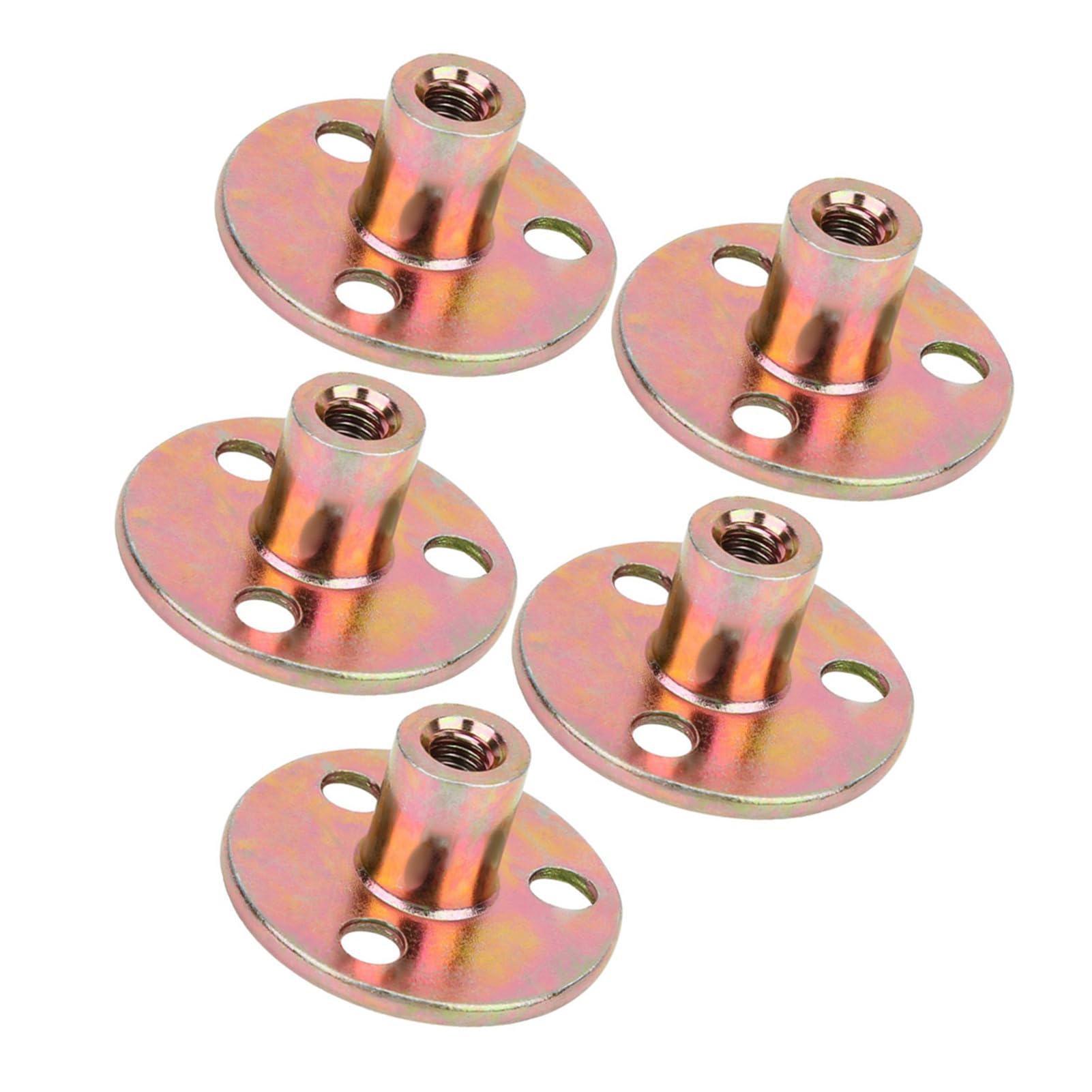 T Nut 3 Hole Flange Galvanized Iron Furniture Fixing T Round Base Nut for Furniture Fixing M6 M8 M10 (M8)