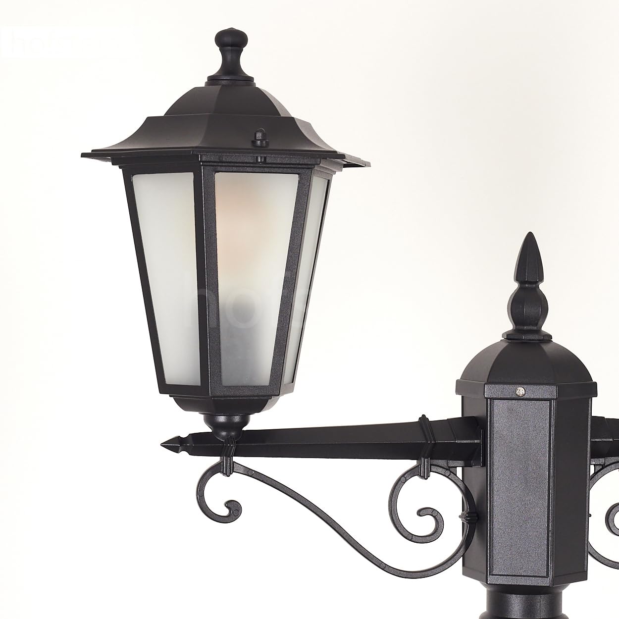 HOFSTEIN Lampa zewnętrzna Loria, oświetlenie ścieżki z metalu/szkła mlecznego w kolorze czarnym/białym, kandelabr 2-punktowy w antycznym stylu, wysokość maks. 200 cm, oświetlenie ogrodowe IP44, 2 x
