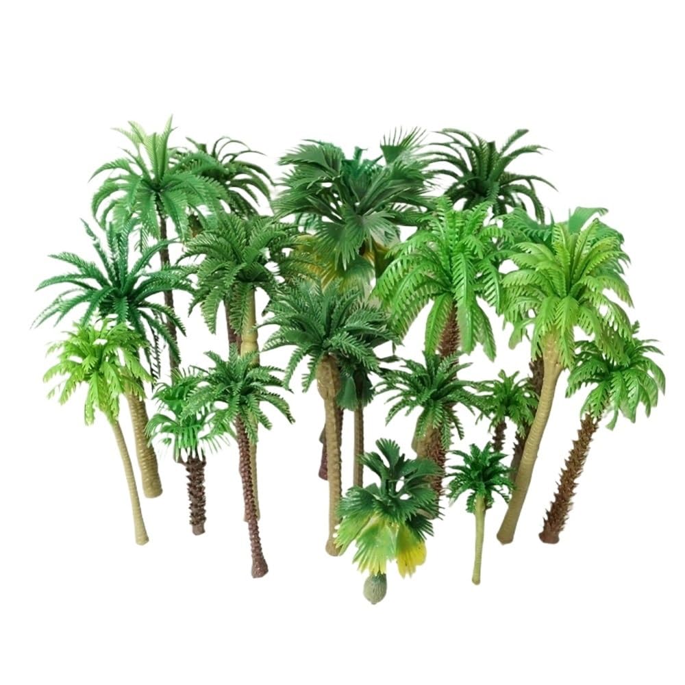 Miniature Scenery Decor 30pcs Coconut Palm Scale Trees, Rainforest Railroad Decoration Landscape Miniature Tree, Mixed Model for DIY Park