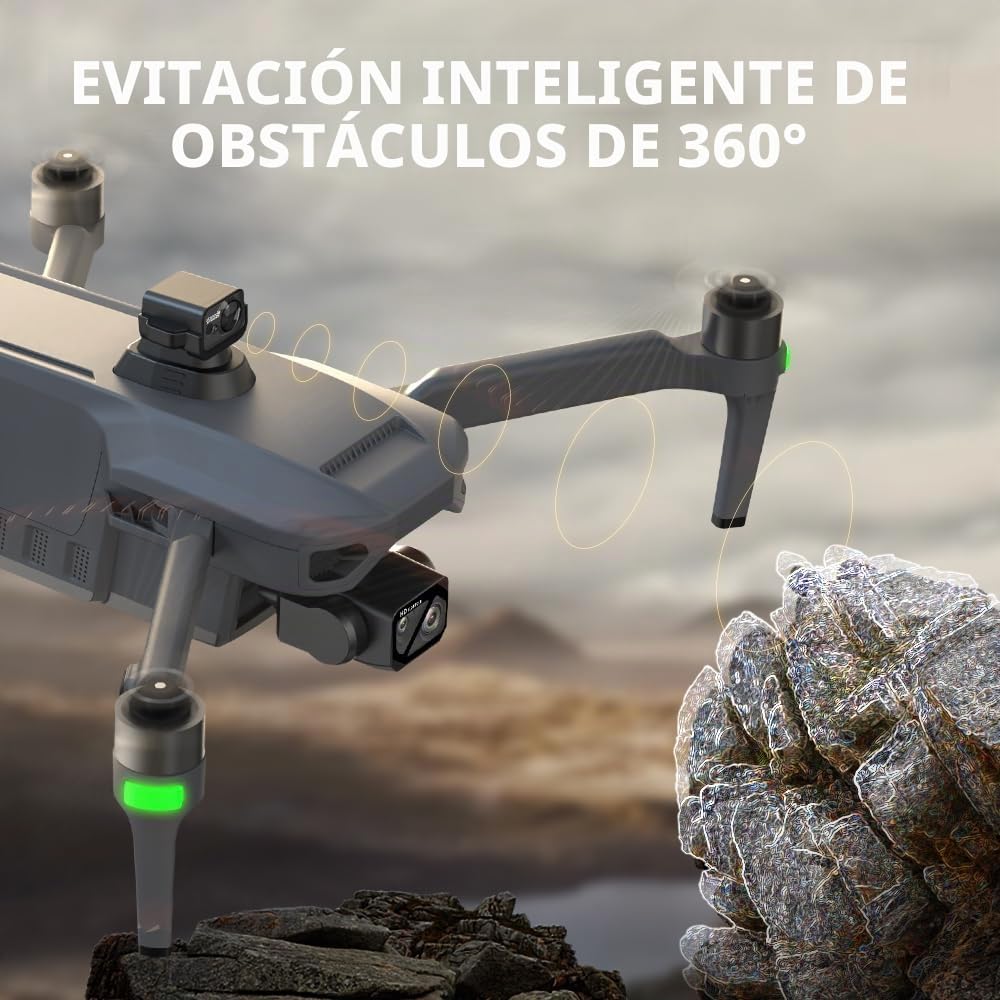 X-Verse SG909 Drone 4K, pantalla RC, cardán 3-ejes, 6 km de rango, evadir obstáculos 4-dir., quadcopter para adultos, 3 pilas
