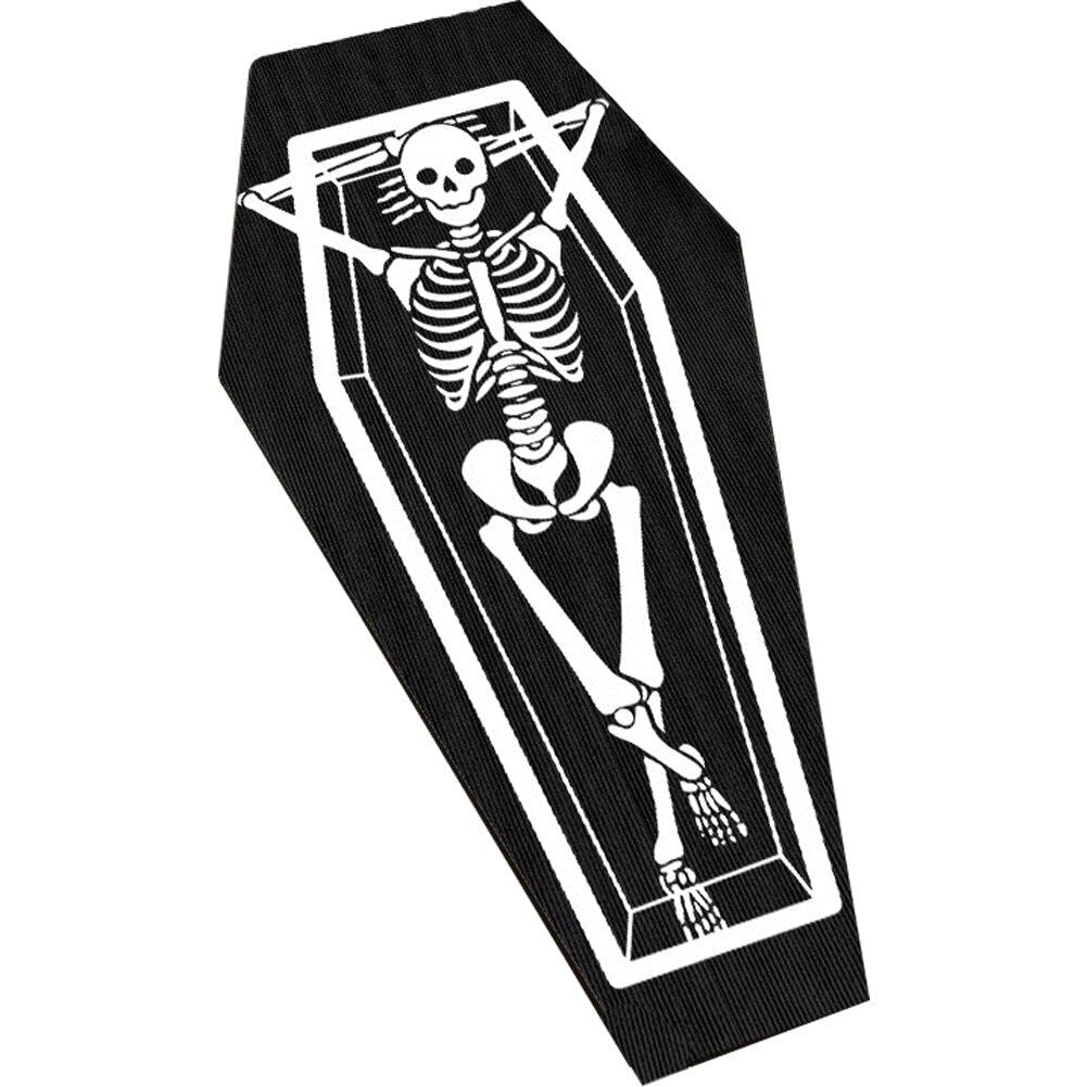 Hrippy Style1 Halloween Coffin Rug Area Mat, Gothic Skeleton Black Coffin Carpet Non-Slip Rug Floor Mats For Kitchen Bedroom Living Room