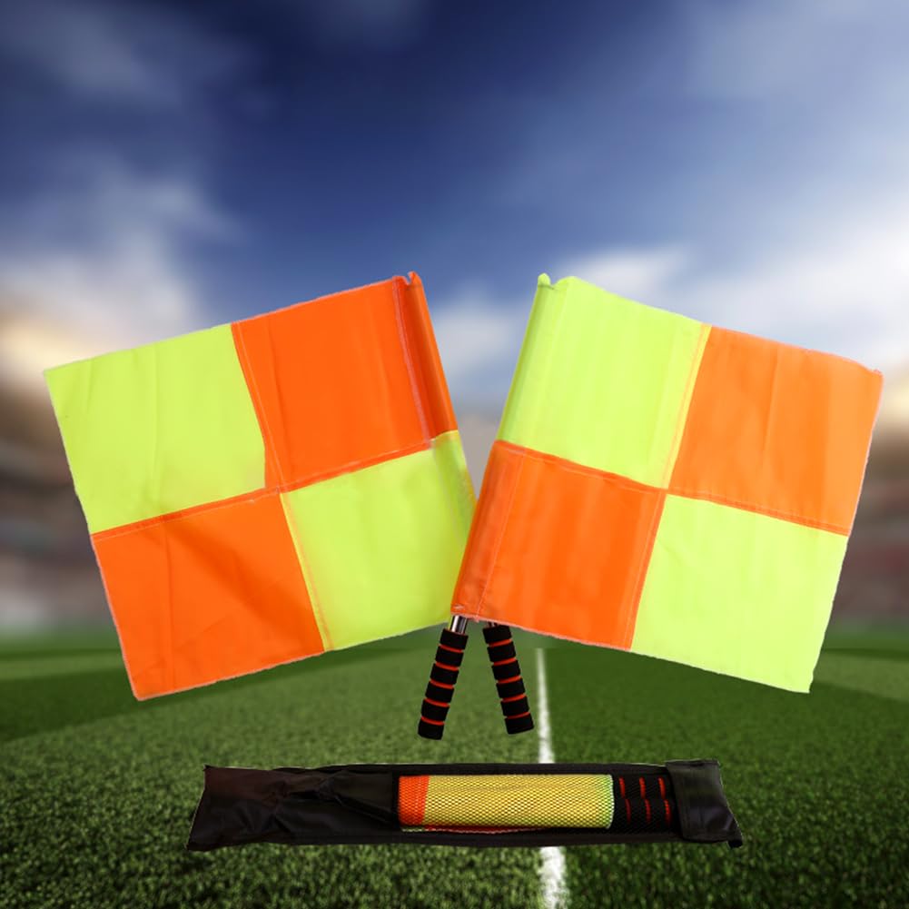 Lot de 2 drapeaux d'entraînement de football, drapeaux de ligne imperméables pour arbitre
