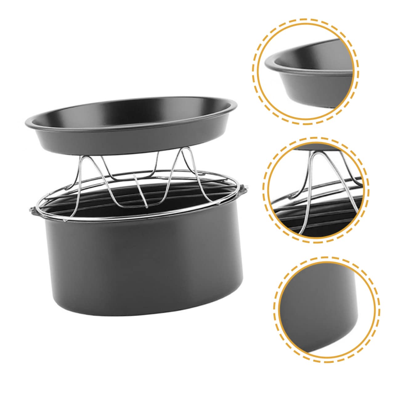 Accessoire pour Friteuse à Air en Acier Inoxydable, Panier de Cuisson Noir, 1 Set, Sûr et Facile à Nettoyer pour Soupes et Ragoûts