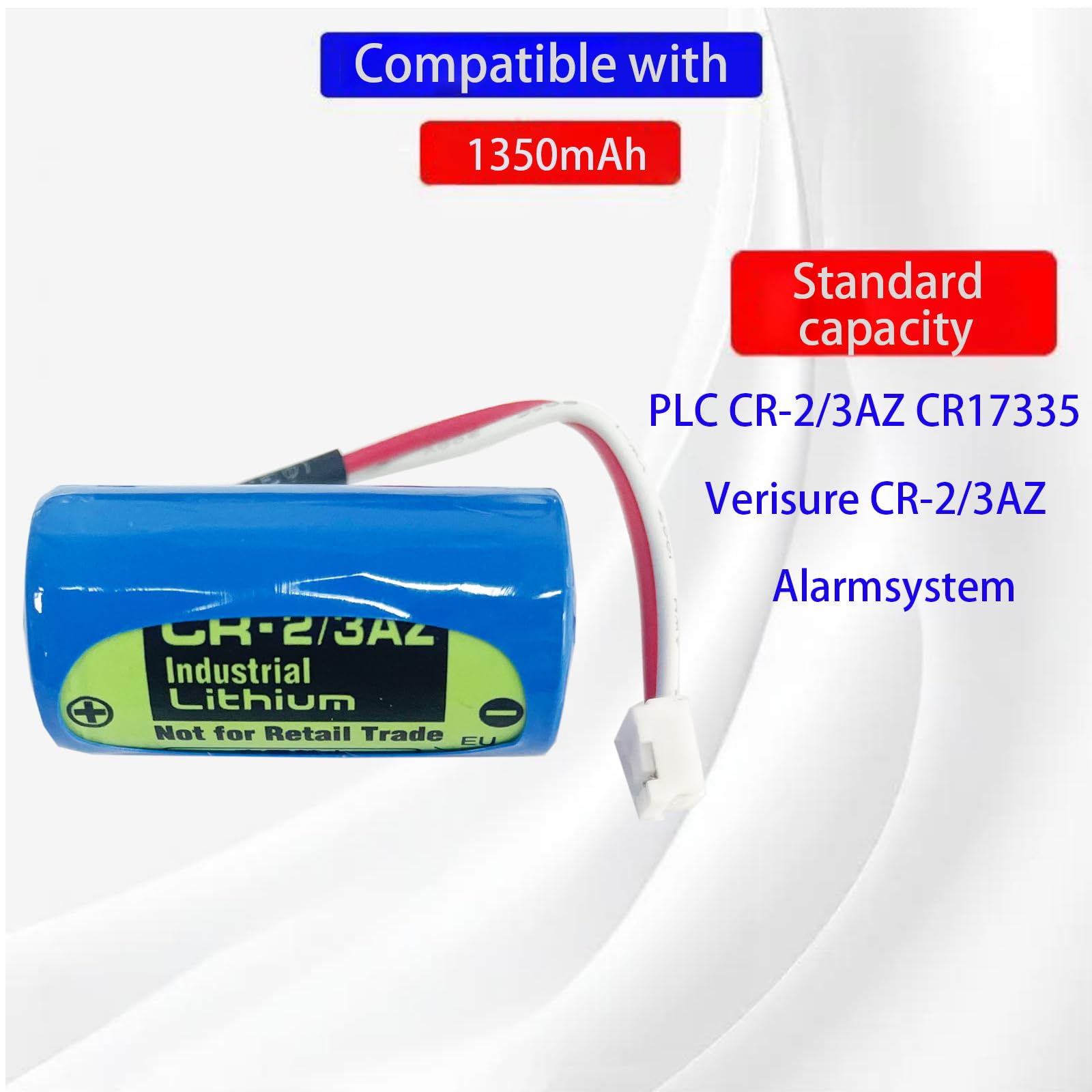 CR17335 Batterie de rechange CR-2/3AZ compatible avec PLC CR-2/3AZ CR17335 Verisure CR-2/3AZ pour système d'alarme avec pile White Plug CR-2/3AZ - 4