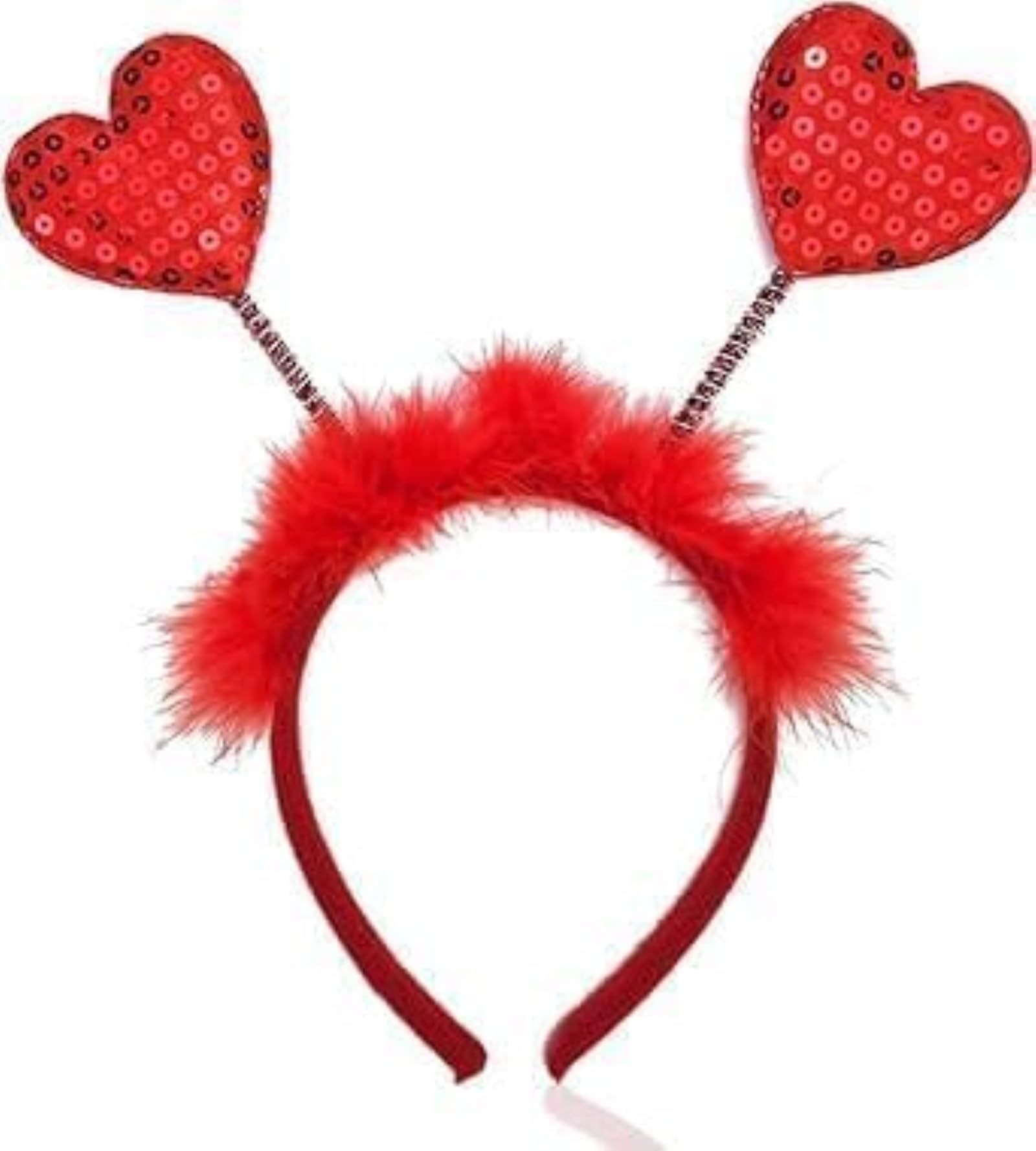 Ssmmam 1Pc Heart Headband Red Sequin Love-shaped Head Valentine's Day Headband Hair Accessories Dress Accessories for Valentine Party Props Hats and Caps