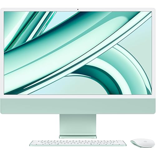 2023 Apple iMac with Apple M3 chip with 8-Core CPU/ 10-Core GPU (24-inch, 16GB RAM, 512GB SSD Storage) (QWERTY English) Green (Renewed)