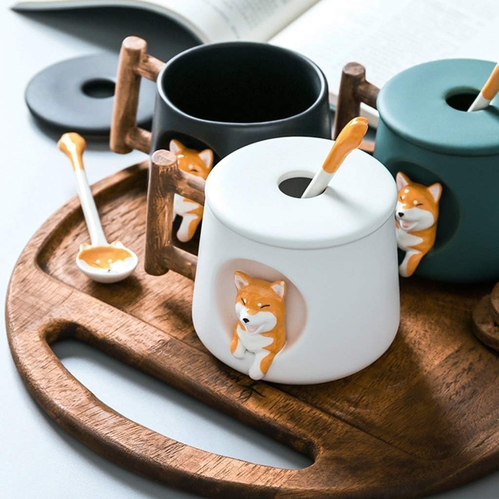 Taza de Café de Té Tazas Taza De Café De Cerámica Taza De Porcelana Esmerilada Suave Taza De Té Hecha A Mano Taza De Café Con Asa Animal 3D para té de la tarde(A)