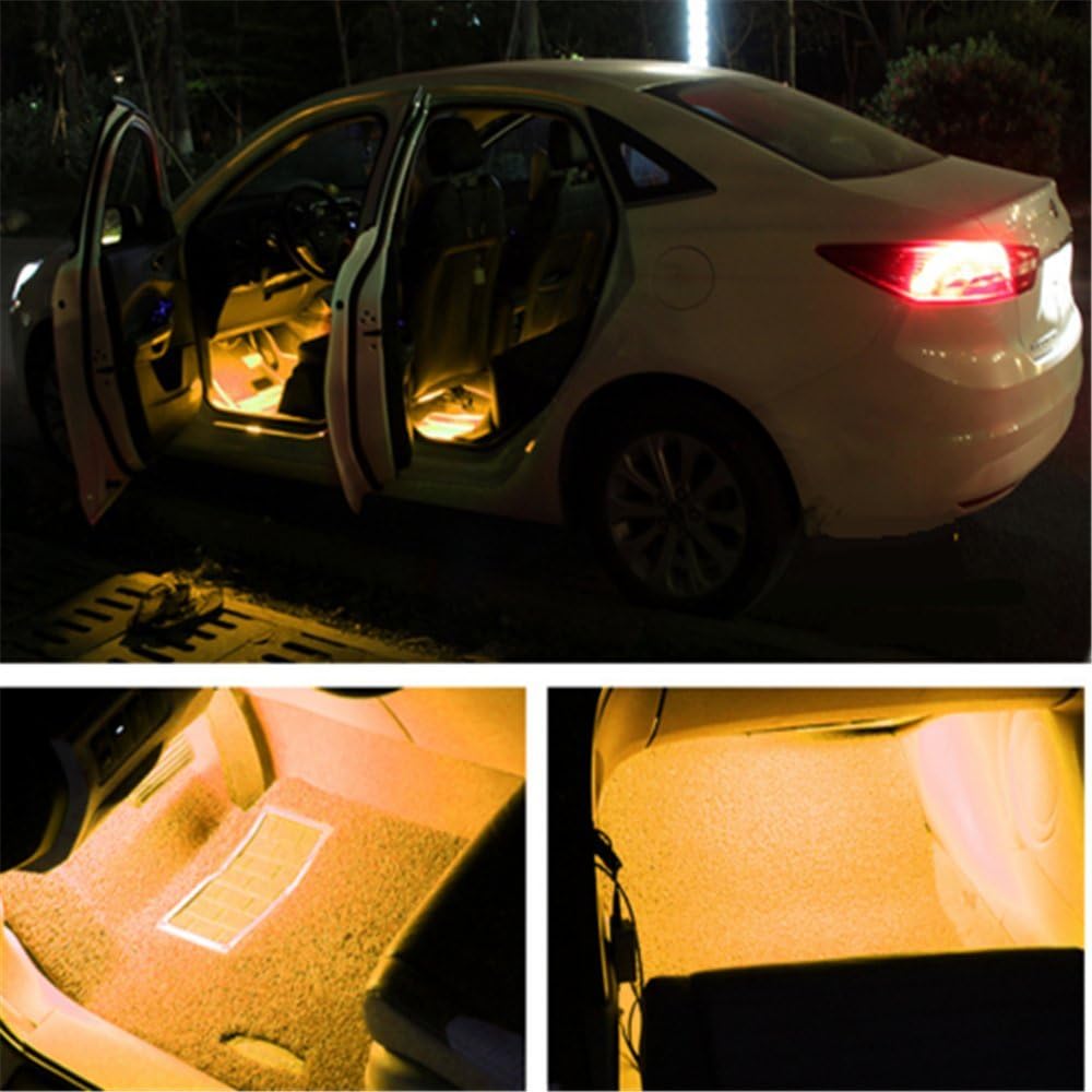 Amazon 黄色車の内おしゃれ内装ledライト装飾 高輝度ネオンスタイルイルミネーション シングルカラー 車 バイク 車 バイク