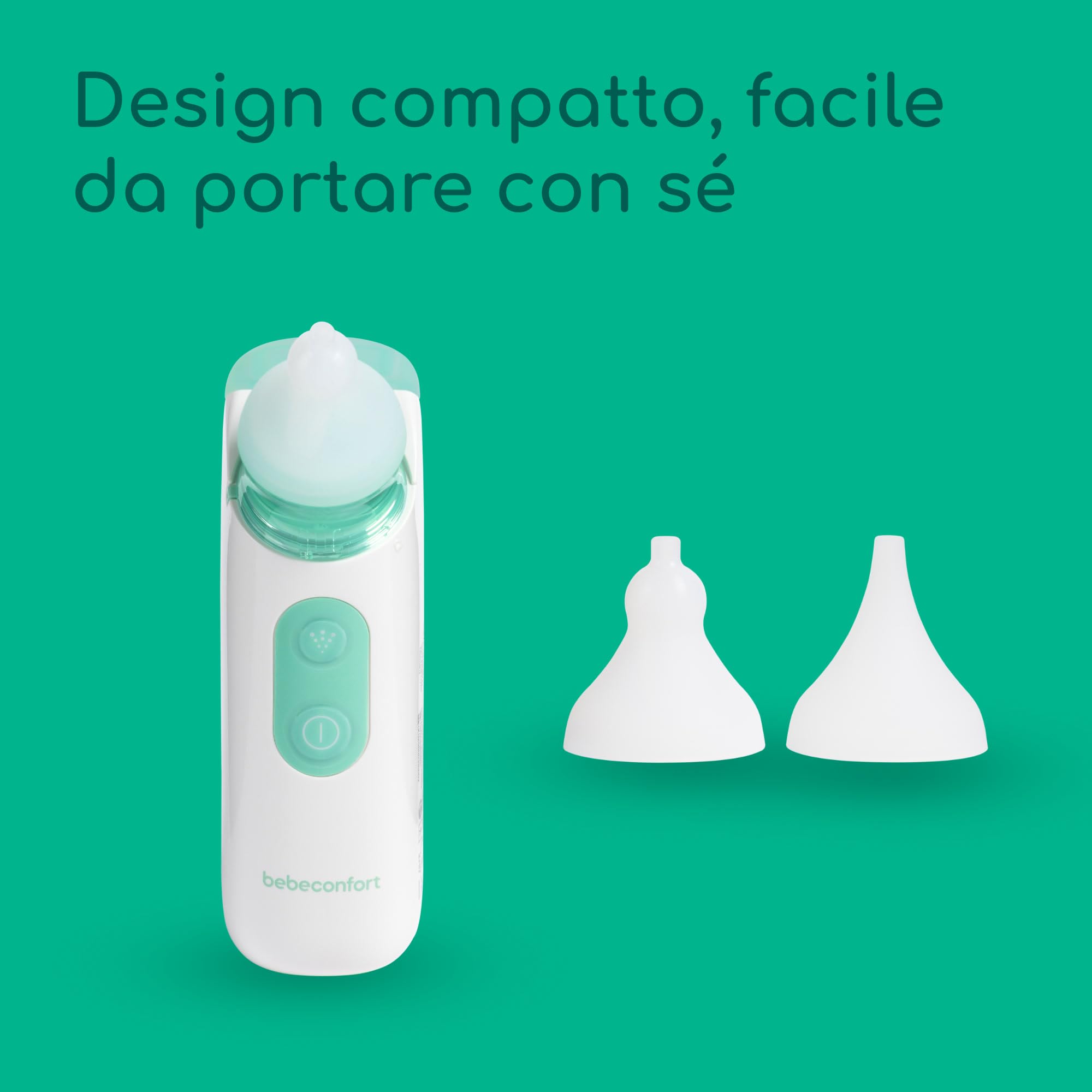 Bebeconfort Aspiratore Nasale Neonato Elettrico, 0 mesi +, Nebulizzatore e Aspiratore 2 in 1, Pulizia Naso Neonato Rapida e Silenziosa, 2 Ricambi Morbidi in Silicone, Facile da Pulire