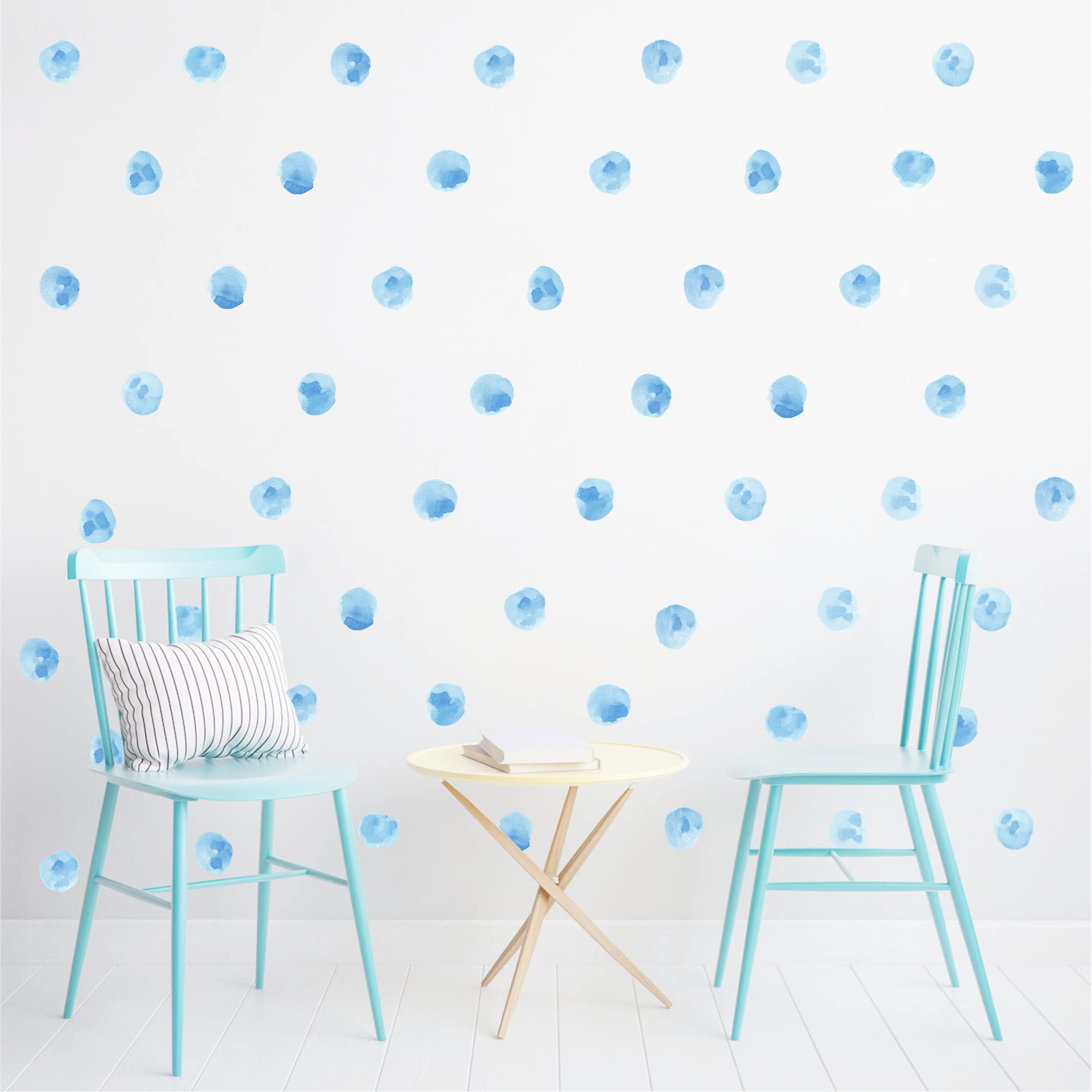 RoyoLam 120pcs 2.2'' Sky Blue Polka Dots Wall Decals Nursery Watercolor Wall Stickers for Kids Removable Peel and Stick Waterproof Wall Art Decor for Classroom Living Room Bedroom (Sky Blue, 10