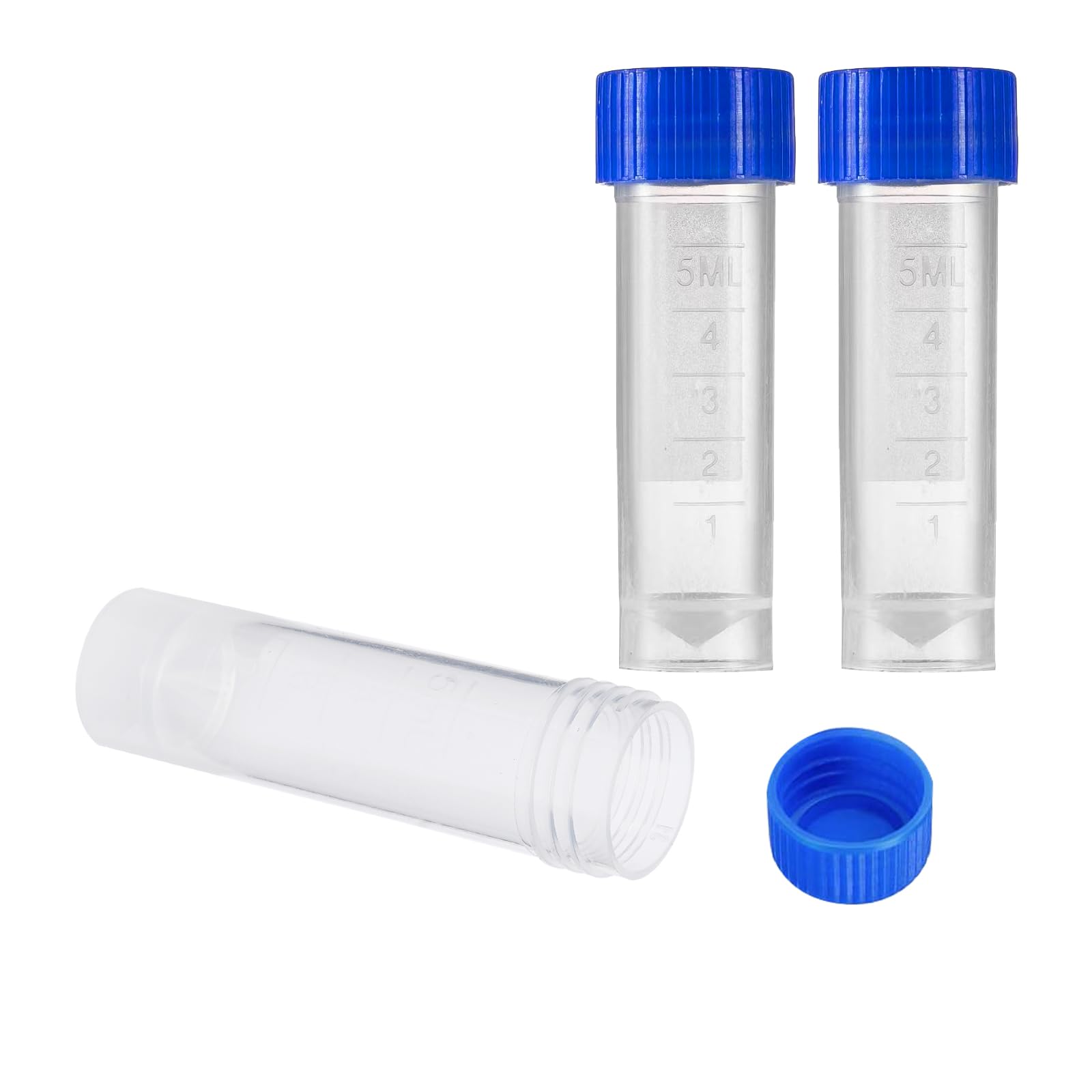 Tubos de ensayo congelados de plástico de laboratorio de 5 ml, 200 unidades, viales de criovial, tubos de ensayo de plástico, tubos de plástico autosuficientes con tapas de rosca, para