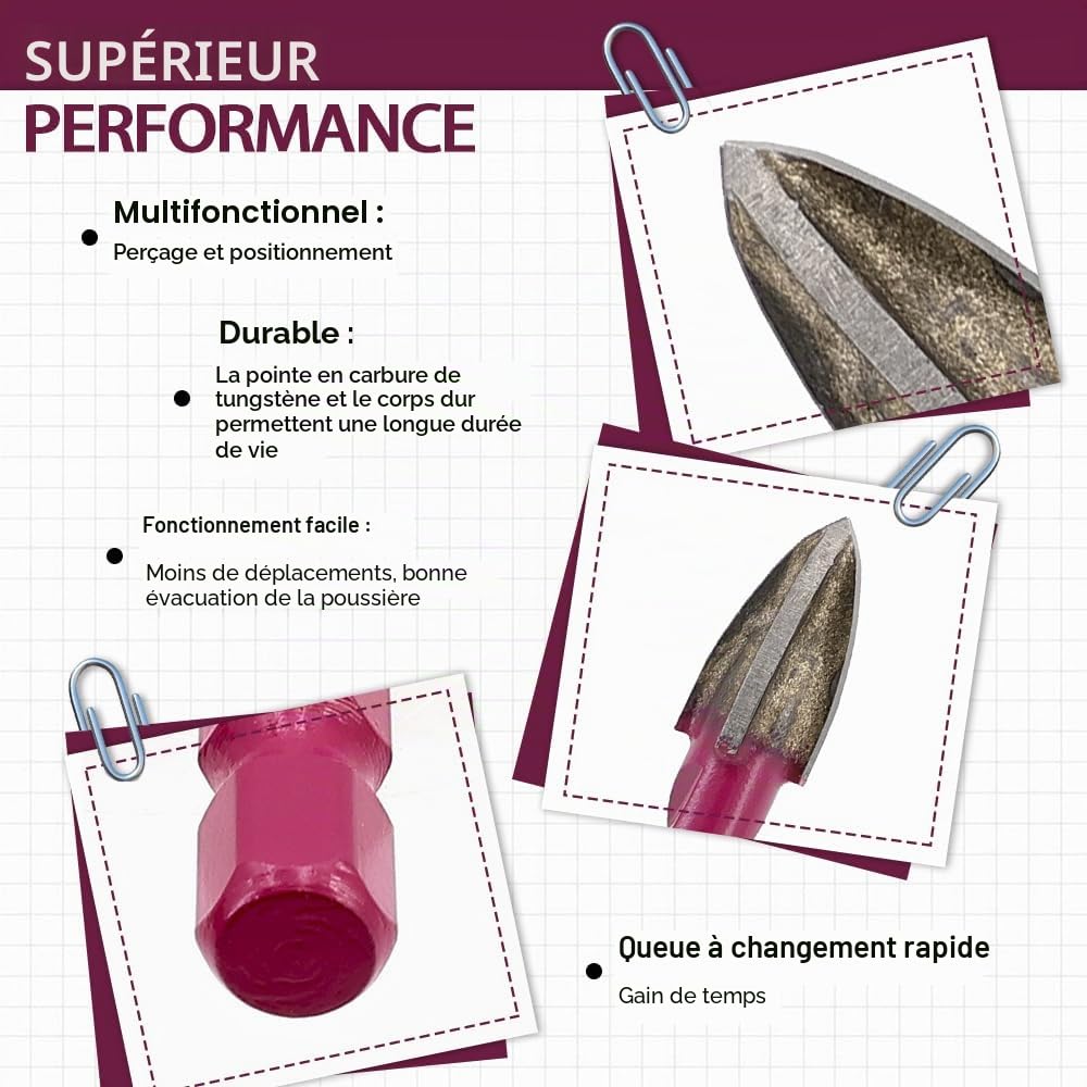 Forets Carrelage 10 Pièces - 6/6/6/6/6/6/8/8/10/10mm Trépan de Forage pour Bois Plastique Maçonnerie Béton, Forage Humide Carrelage Céramique Marbre, Tige Hexagonale à Changement Rapide