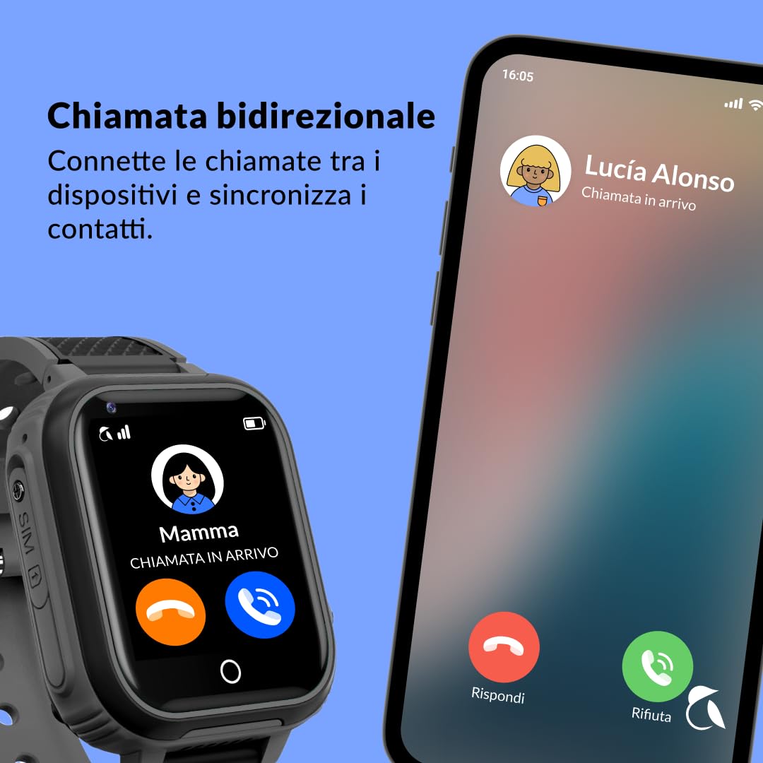 Robin Watch K1 | Alternativa allo Smartphone: Orologio 4G GPS per bambini e Chiamate Sicure, SOS, Modalità Classe, App Genitori, Batteria 2-3 Giorni | Senza Social, Senza Giochi, Senza Browser (Nero)