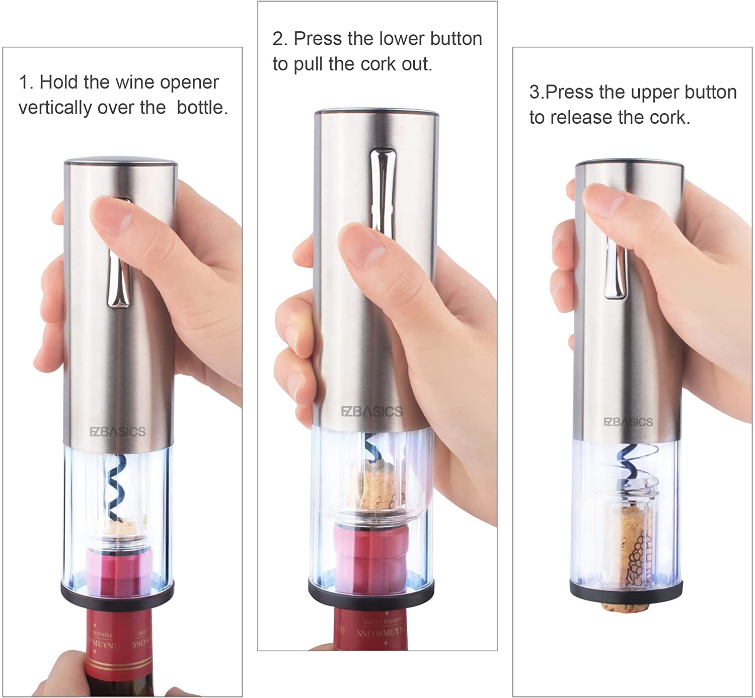 Sacacorchos de vino eléctrico Abridor de vino eléctrico Vino recargable Abridor automático de botellas (blanco)