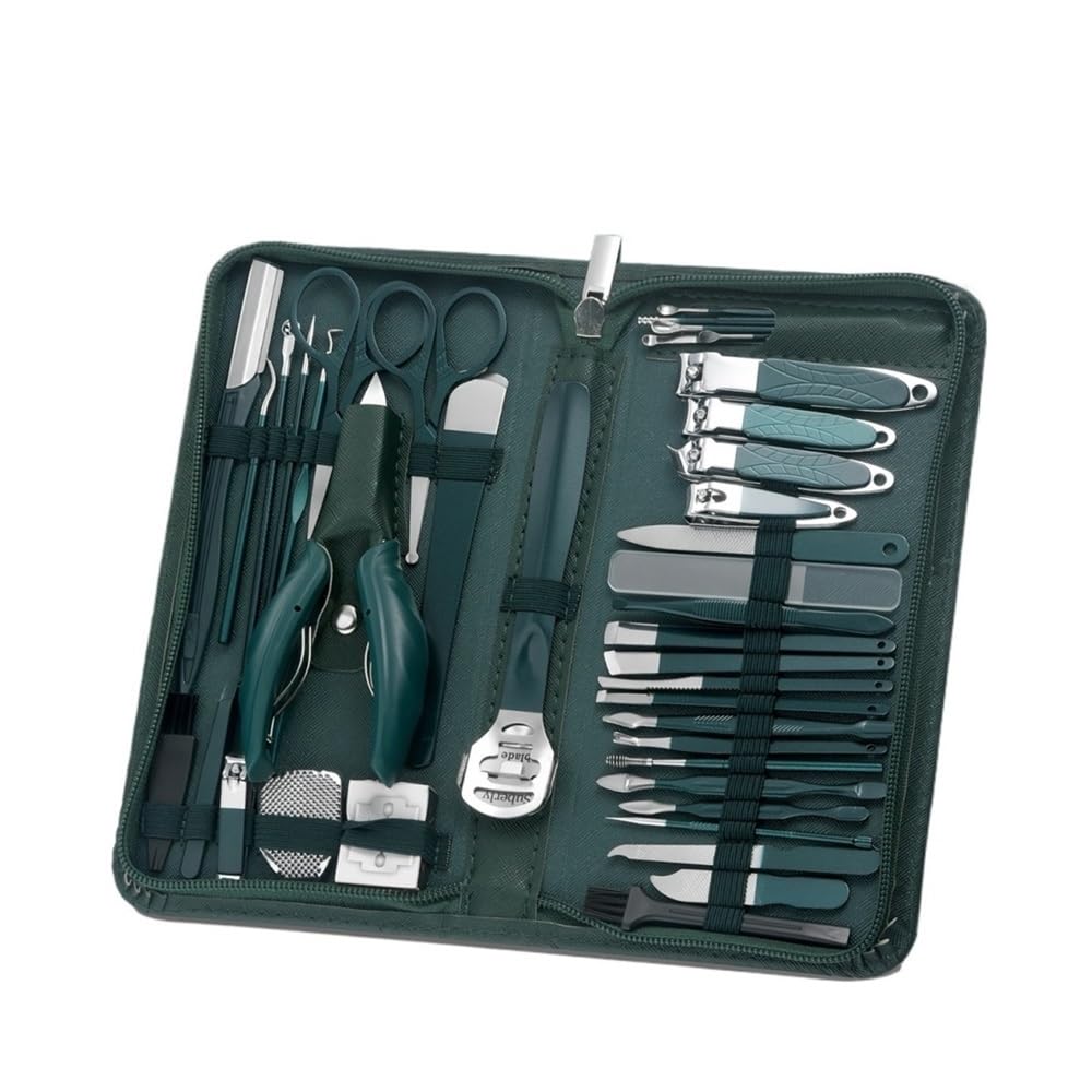 Tagliaunghie 40 Pezzi Set Manicure Completo, tagliaunghie in Acciaio Inossidabile Kit Pedicure, tagliaunghie per Unghie dei Piedi Kit per Unghie (Verde)