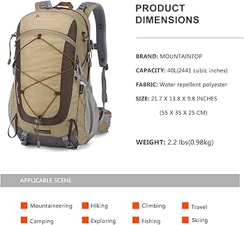 Mountaintop Wandelrugzak voor dames en heren, 25 l/30 liter, voor dagwandelingen, outdoor, fietstochten, 30 l, donkergroen, 30L
